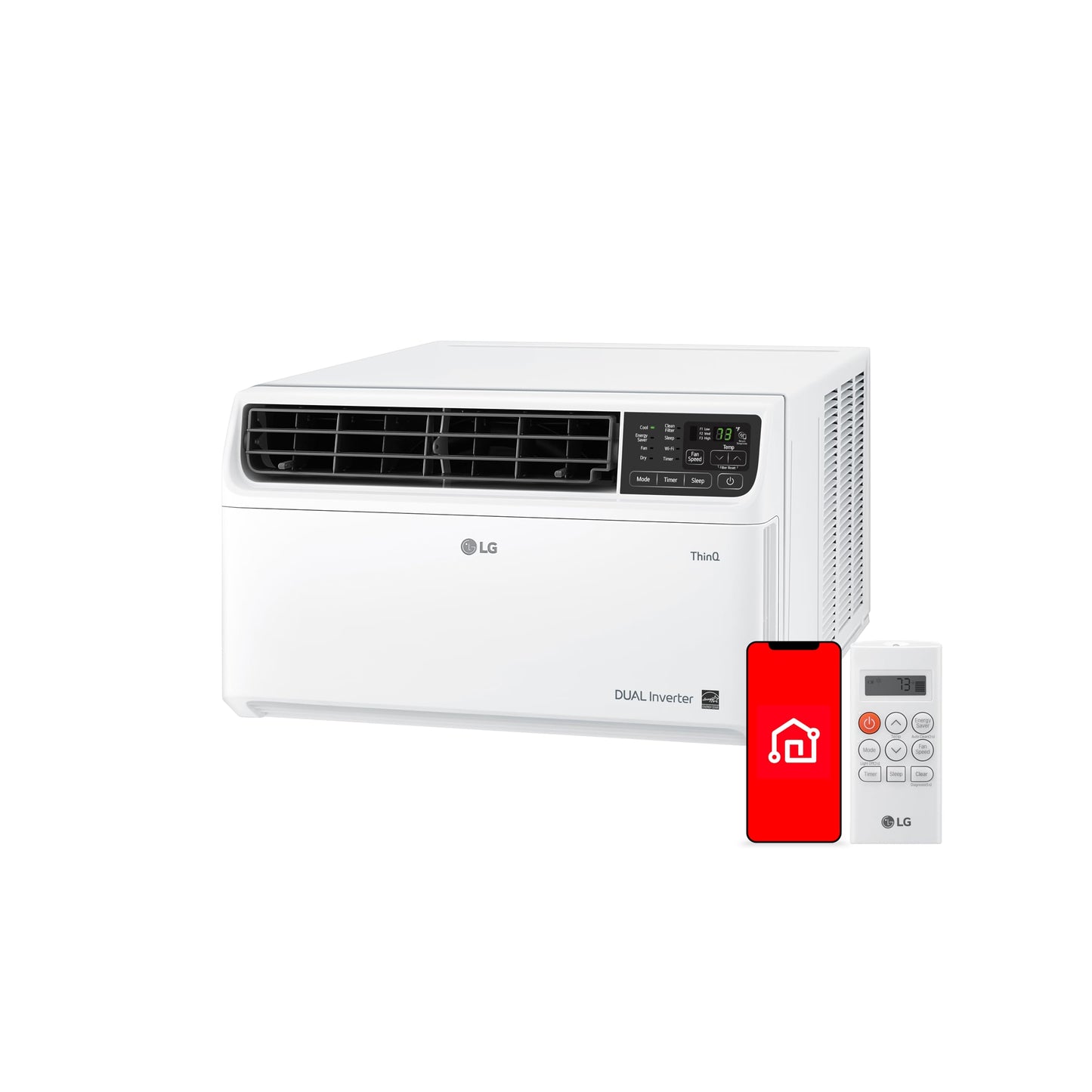 LG 6000 BTU Window Air Conditioner Energy Saving Dual Inverter, Remote Control, WiFi, LG ThinQ, Alexa, Hey Google Enabled Washable Filer Ultra-Quiet Cools Small Room up to 250 Sq.Ft White LW6023IVSM