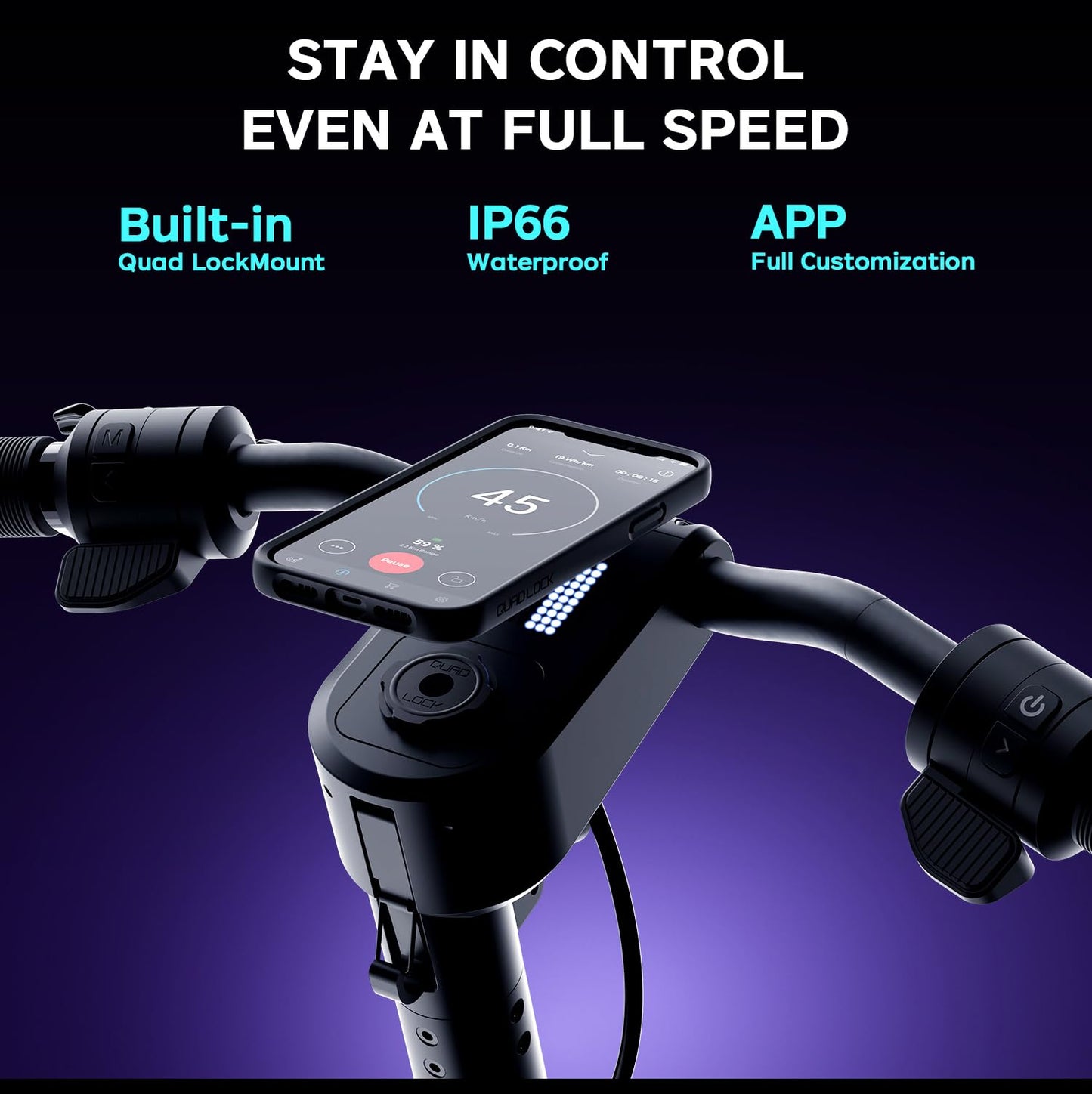 Apollo Explore Electric Scooter for Adults with 1650W Motors, 25 MPH Top Speed, Up to 37 Miles Range, Triple Spring System, Self-Healing Tires & 360° Lighting - E Scooter for Powerful Off-Road Rides