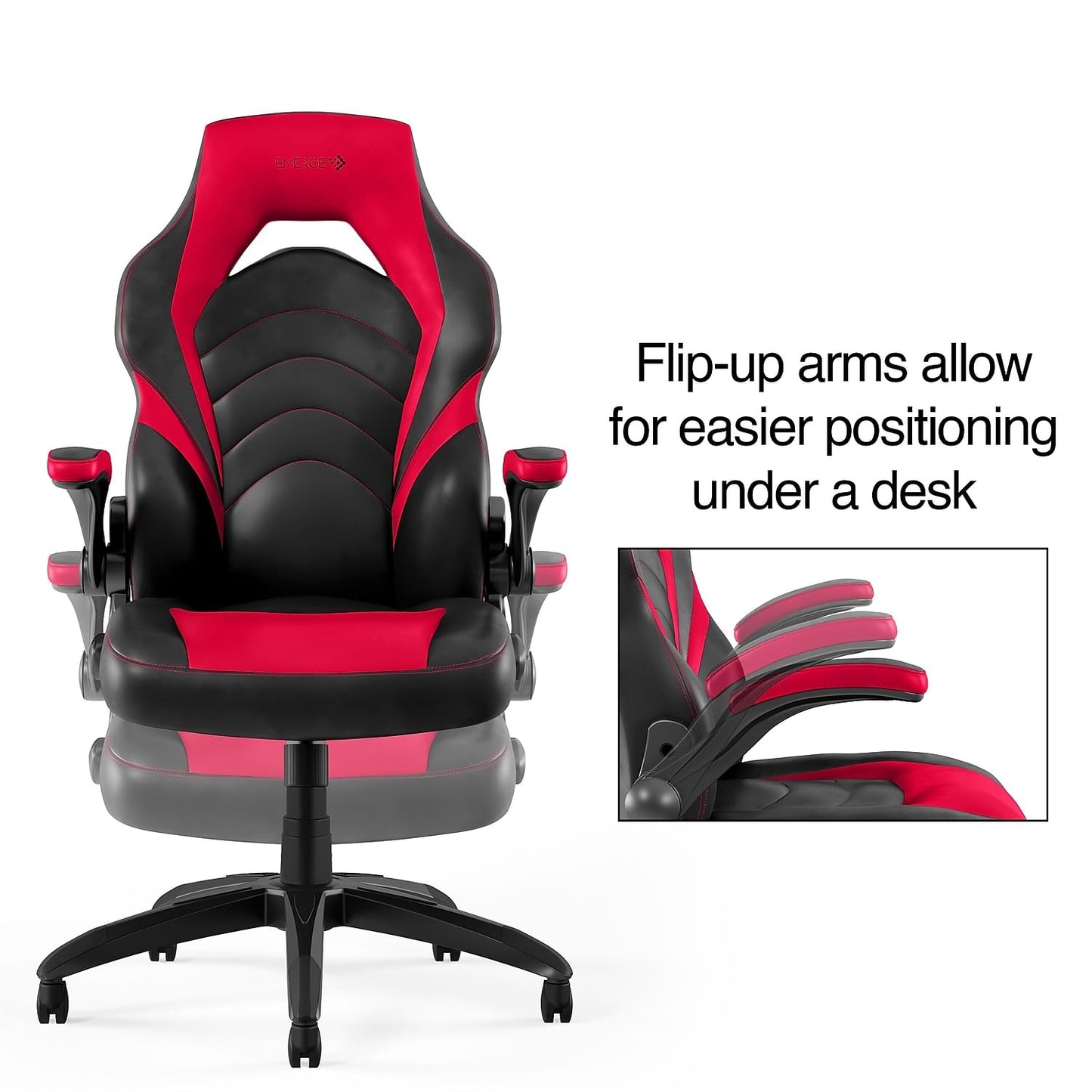 STAPLES Emerge Vortex Gaming Chair, Ergonomic, Adjustable Height, Swivel, Black