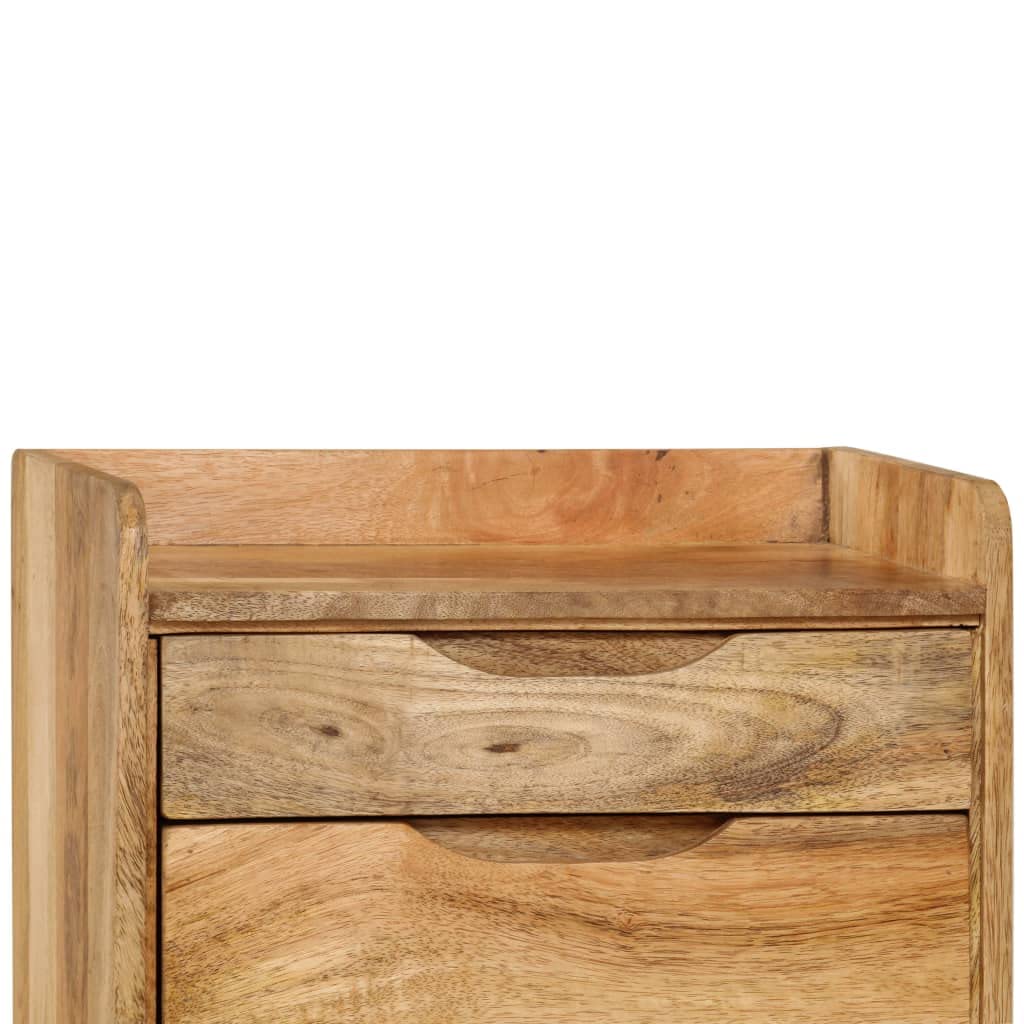 WXGTBKPR Solid Mango Wood Bedside Cabinet with 3 Drawers, Retro Style Nightstand for Bedroom, Storage End Table for Small Spaces, 15.7 x 15.7 x 23.4 Inches, Brown