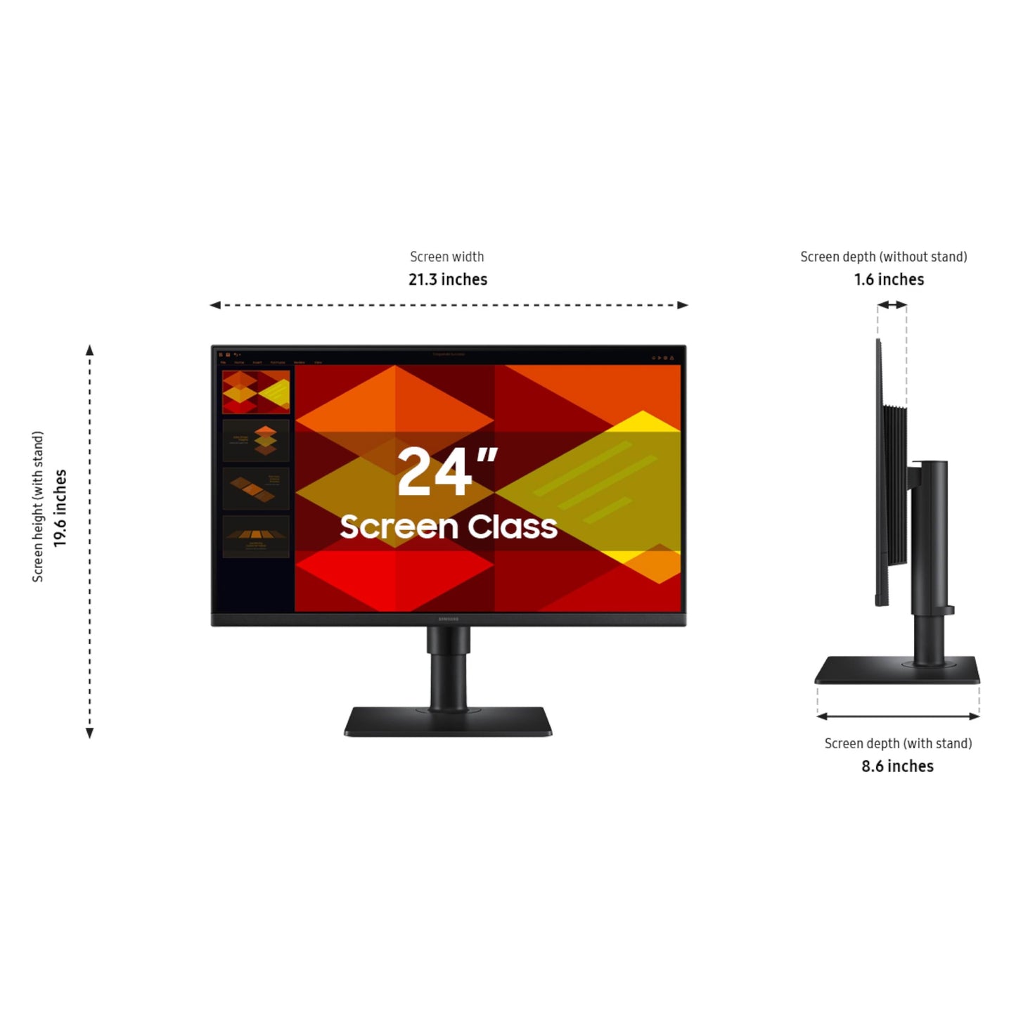 Samsung 24” (S40GD) Borderless Business Monitor with IPS Panel, 100Hz Refresh Rate, Eye Saver Mode, Ergonomic Design, Game Picture Mode, LS24D408GANXGO