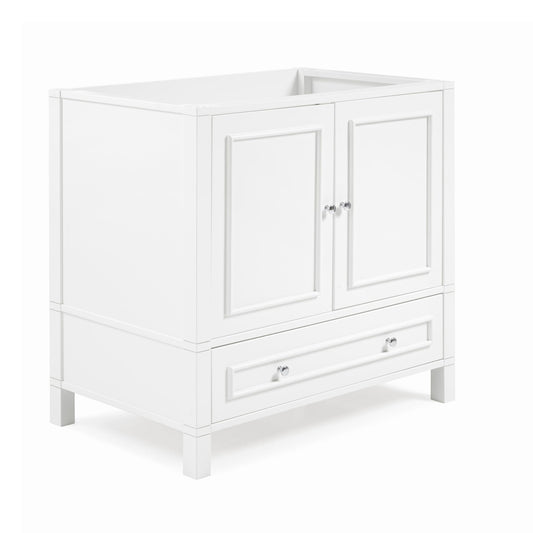 Alaterre Furniture Williamsburg 36 Inch Bathroom Vanity - Freestanding Cabinet Without Sink - Large Wood Vanity with Soft-Close Doors (White)