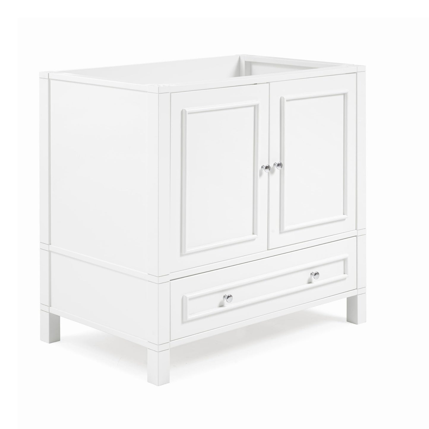 Alaterre Furniture Williamsburg 36 Inch Bathroom Vanity - Freestanding Cabinet Without Sink - Large Wood Vanity with Soft-Close Doors (White)