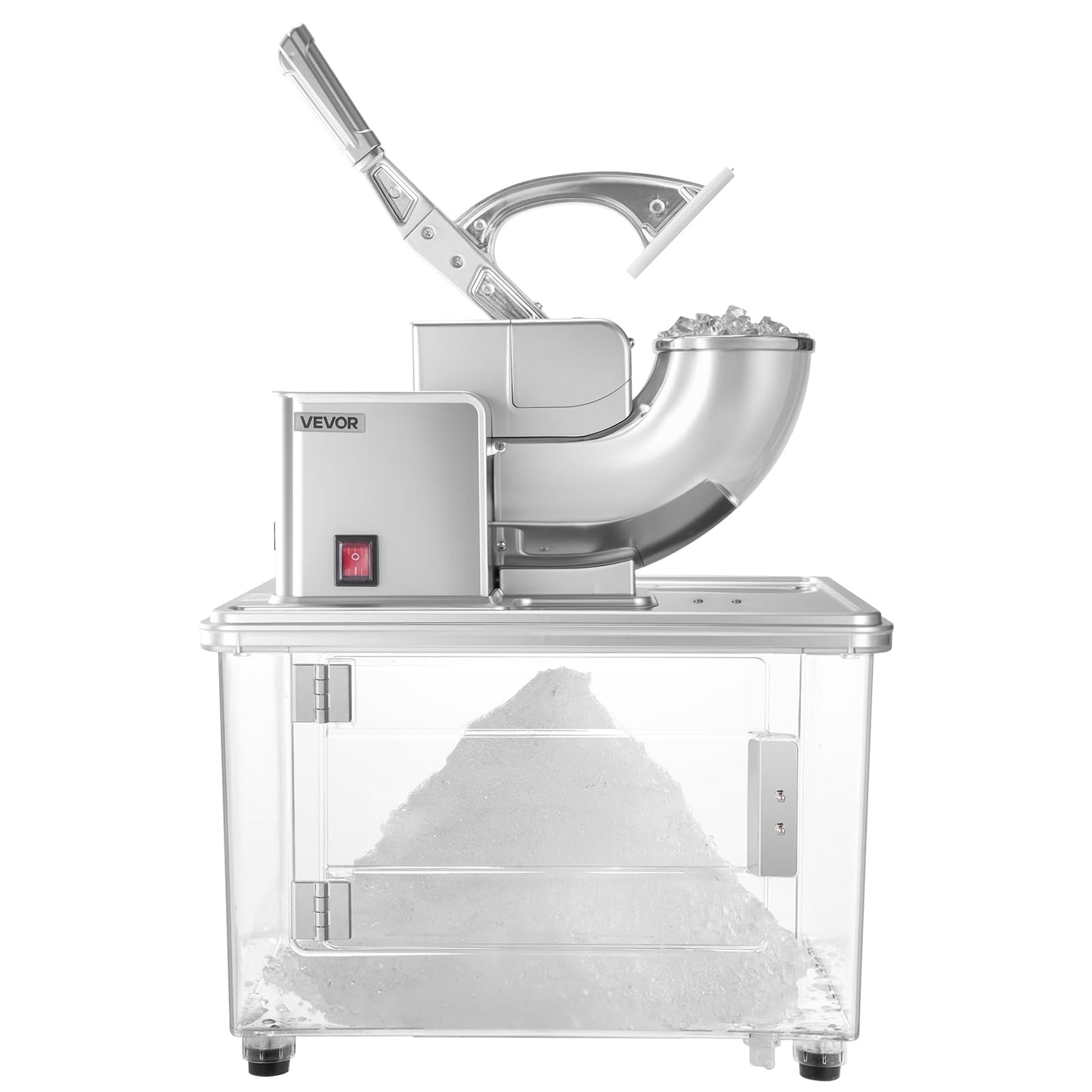 VEVOR 110V Commercial Ice Crusher 661LBS/H, ETL Approved 300W Electric Snow Cone Machine with Dual Blades, Stainless Steel Shaved Ice Machine with Safety On/Off Switch for Family, Restaurants, Bars