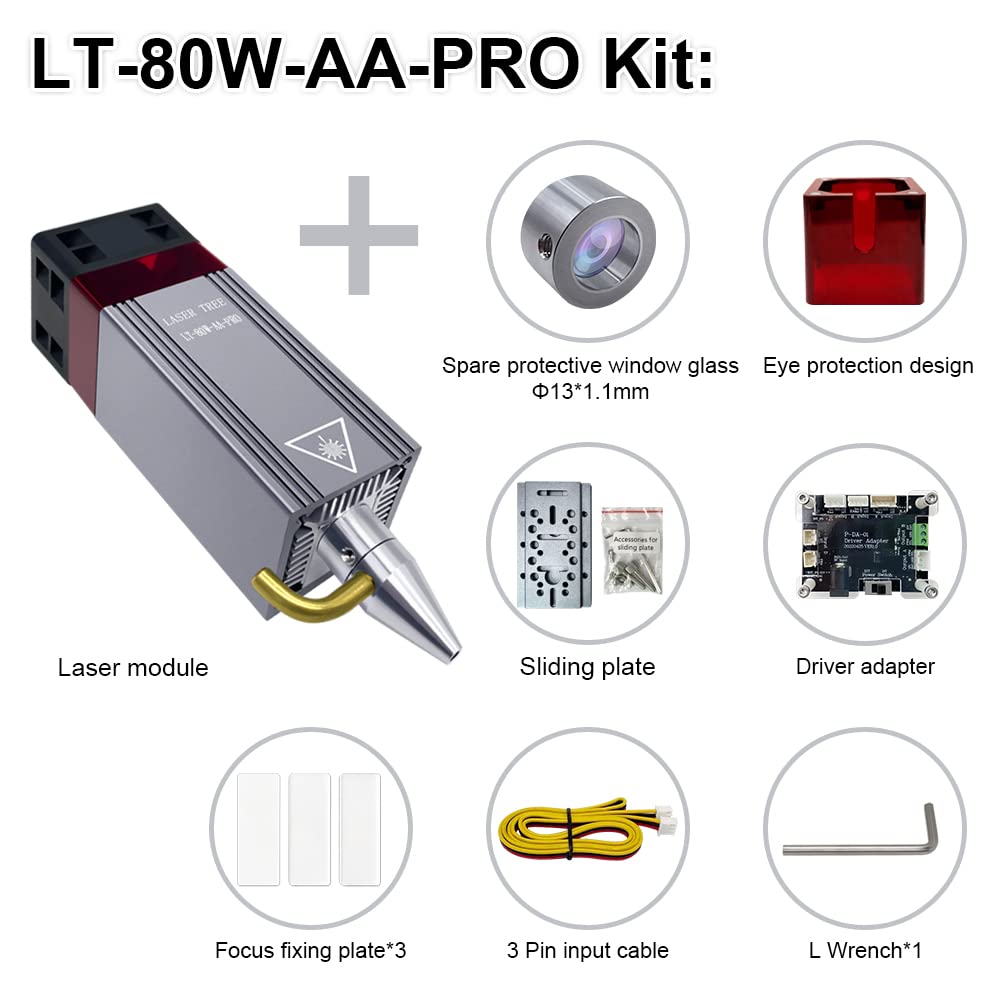 LASER TREE Laser Engraver Module, 10W (10000mW) Optical Power w/Air Assist, Built-in FAC, Double Ultra-Fine Compressed Spot Higher Accuracy Laser Head Class 4, 24V