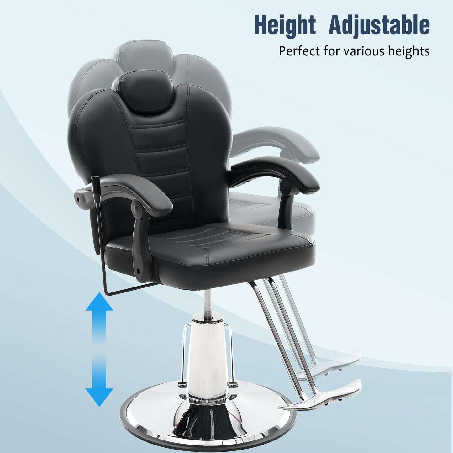 Tatub 90°-135° Reclining Salon Chair for Hair Stylist, 360° Swivel Barber Chair with Heavy Duty Hydraulic Pump, Adjustable Hair Chair for Barbershop, Home