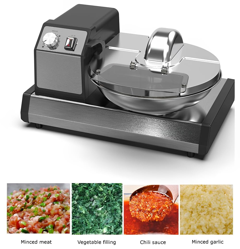 PreAsion 5.5 L Multifunction Meat Bowl Cutter 110V Mixer Commercial Electric Multi Function Chopper Food Shredder Processor Meat Bowl Cutter