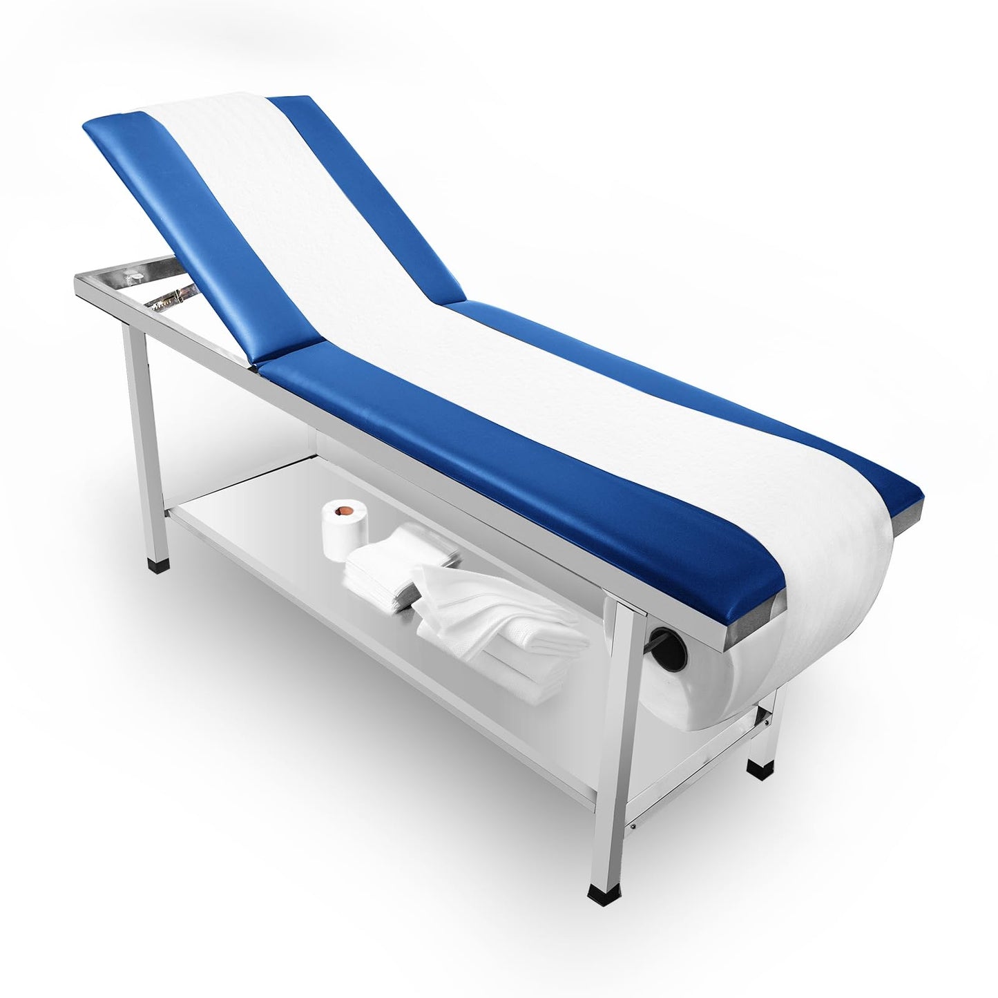 Adjustable Patient Treatment Table，Doctor Bed with Folding Legs is stable and durable，Folding Medical Exam Table holds 500 lbs，for Clinical examination table、Massage Table、Spa Beds、Beauty (blue)