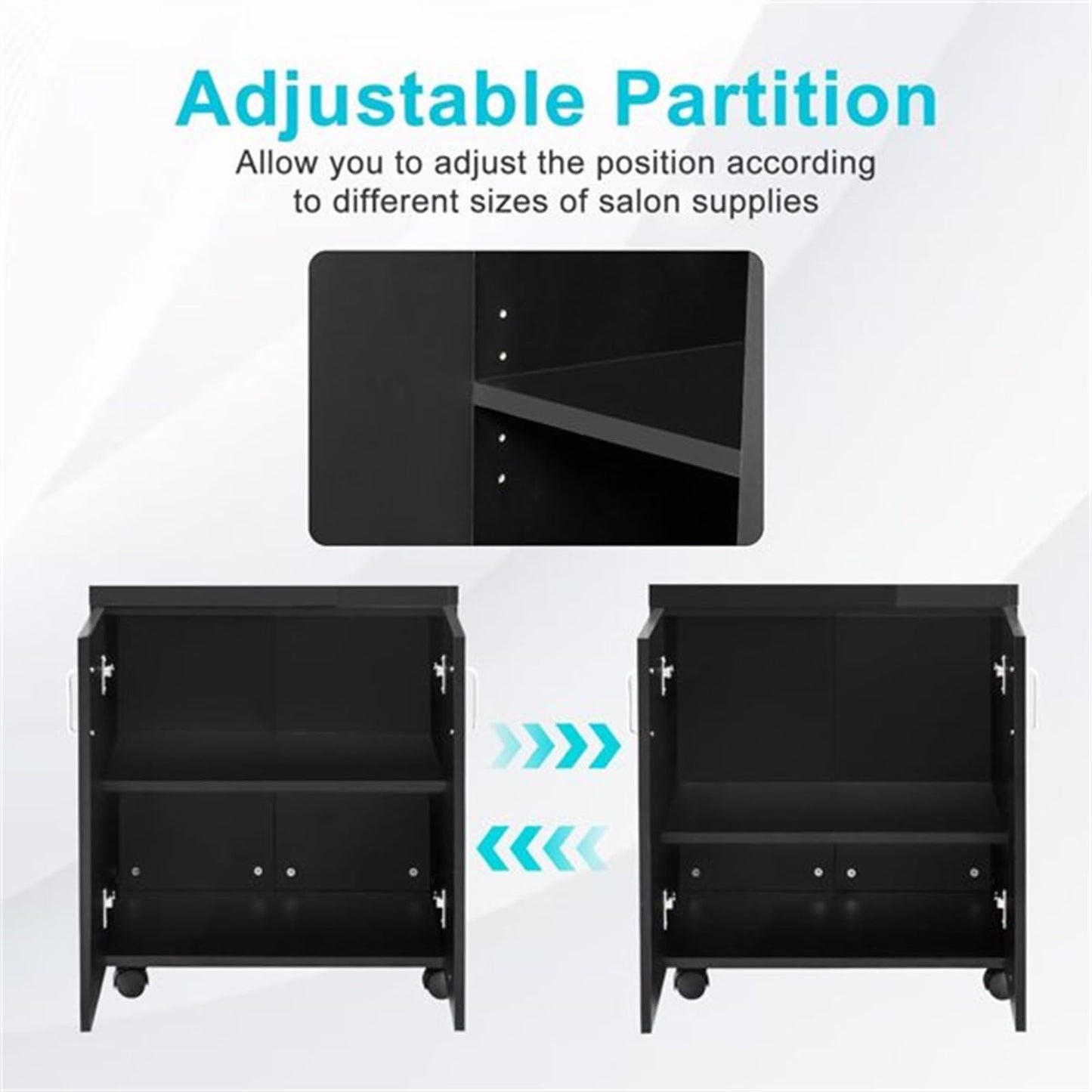 CUIYMXSC Rolling Salon Station, Beauty Salon Storage Cabinet Trolley, with 5 Hair Dryer Holders, 2 Drawers, Barber Styling Station, Tool Cart for Stylist Hair Salon Barber Shops