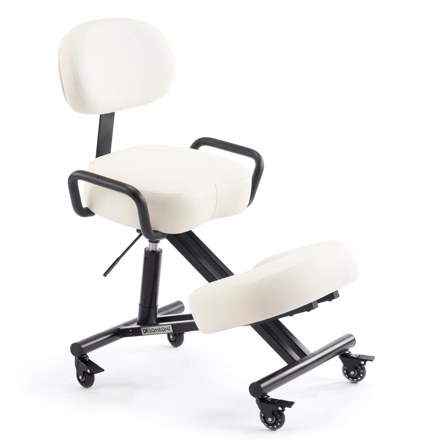 DR.LOMILOMI Ergonomic Kneeling Chair with Backrest, Improve Posture, Thick Cushions, Locking Wheels for Home & Office, AKONI 512B (Vanilla)