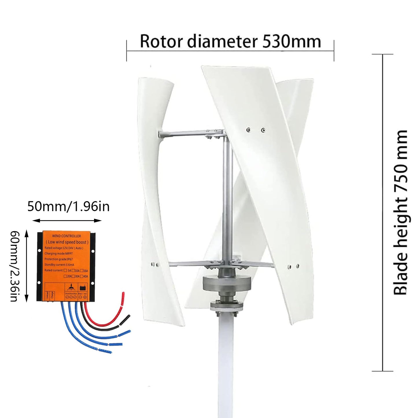 13000 W Low Speed Vertical Wind Power Turbine Generator, 12V 24V Space Saving Windmill Generator Suit for Home/RV/Marine Wind Turbine Generator Kit,24V