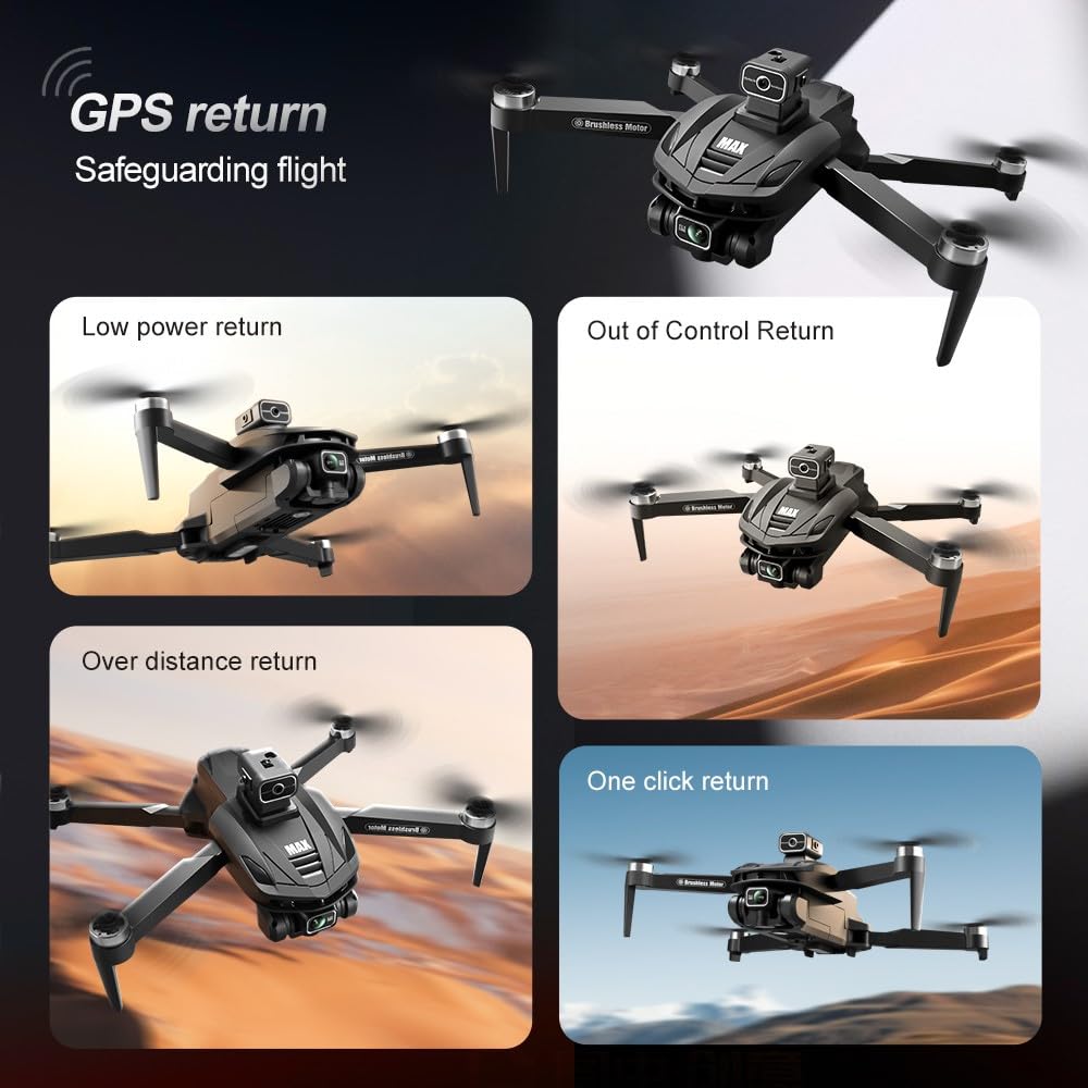 CVCBSER Drone for Adults with 1080P Camera, 4.5" LCD 8K HD Screen Control, GPS Auto Return Four Way Obstacle Avoidance Drones Quadcopter, 5000ft Video Transmission, 44Mins Flight Time