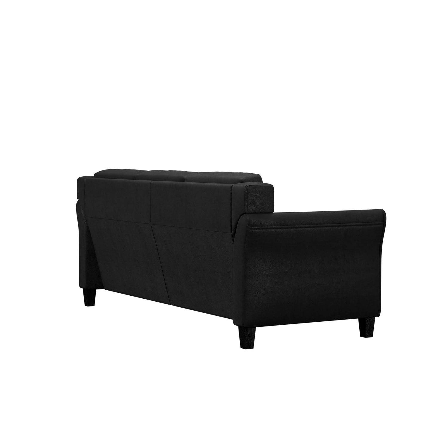 Studio Living Harrington 80.3" Sofa, Transitional Modern, Pocket Coil Comfort, Easy Assembly, Microfiber Fabric, Black