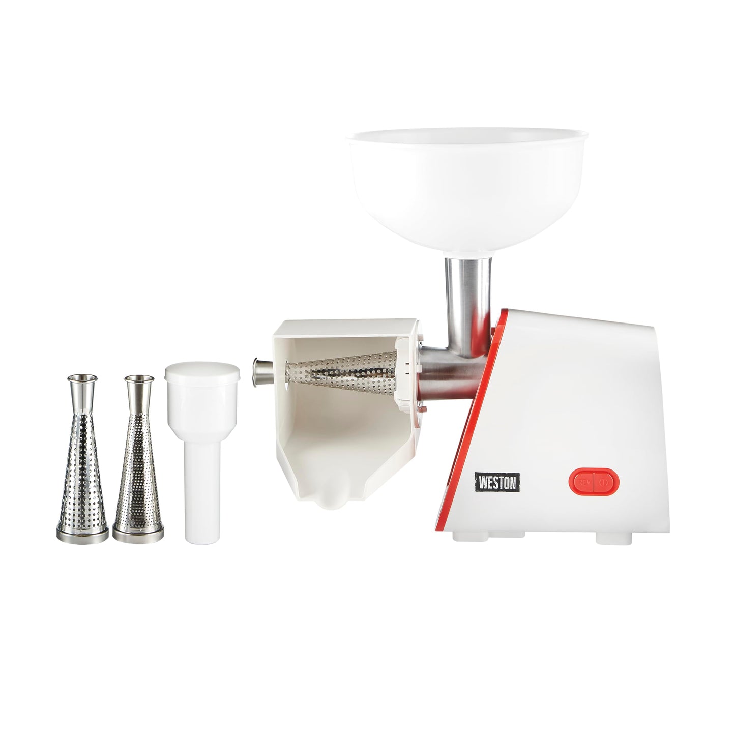 Weston Deluxe Electric Tomato Strainer, Food Mill, Sauce Maker for Salsa, Fruits, Apples, Berries, 4 Quart (82-0250-W)