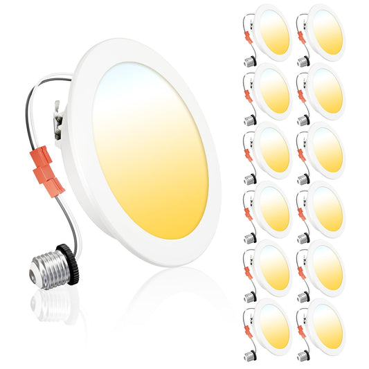 Ensenior 4 Inch LED Can Lights 12 Pack, Dimmable, 5CCT 2700K-5000K, 7W=77W, IC & Damp Rated