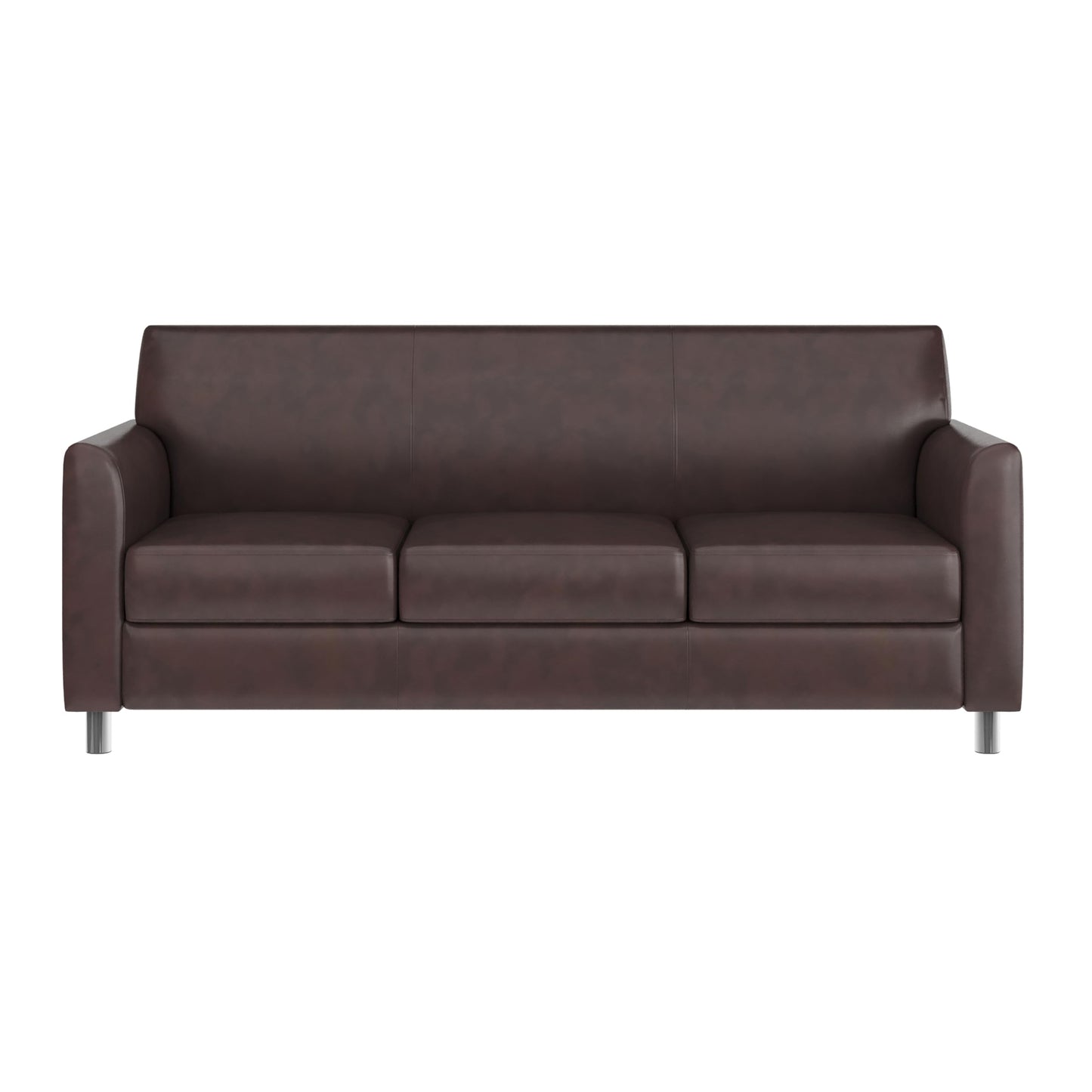 Flash Furniture Hercules Diplomat Side Reception Sofa with Chrome Legs, Lobby Chair with Cushions and Flared Arms, Brown LeatherSoft