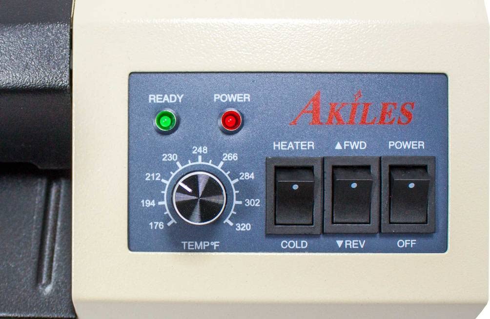 Akiles APLP330 Model ProLam Plus 330 Dual Heat System Laminator, 13" (330 mm) Throat Capacity, 23"/min Max Laminating Speed, 10 mil Max Pouch Thickness, 1mm Max Laminating Thickness