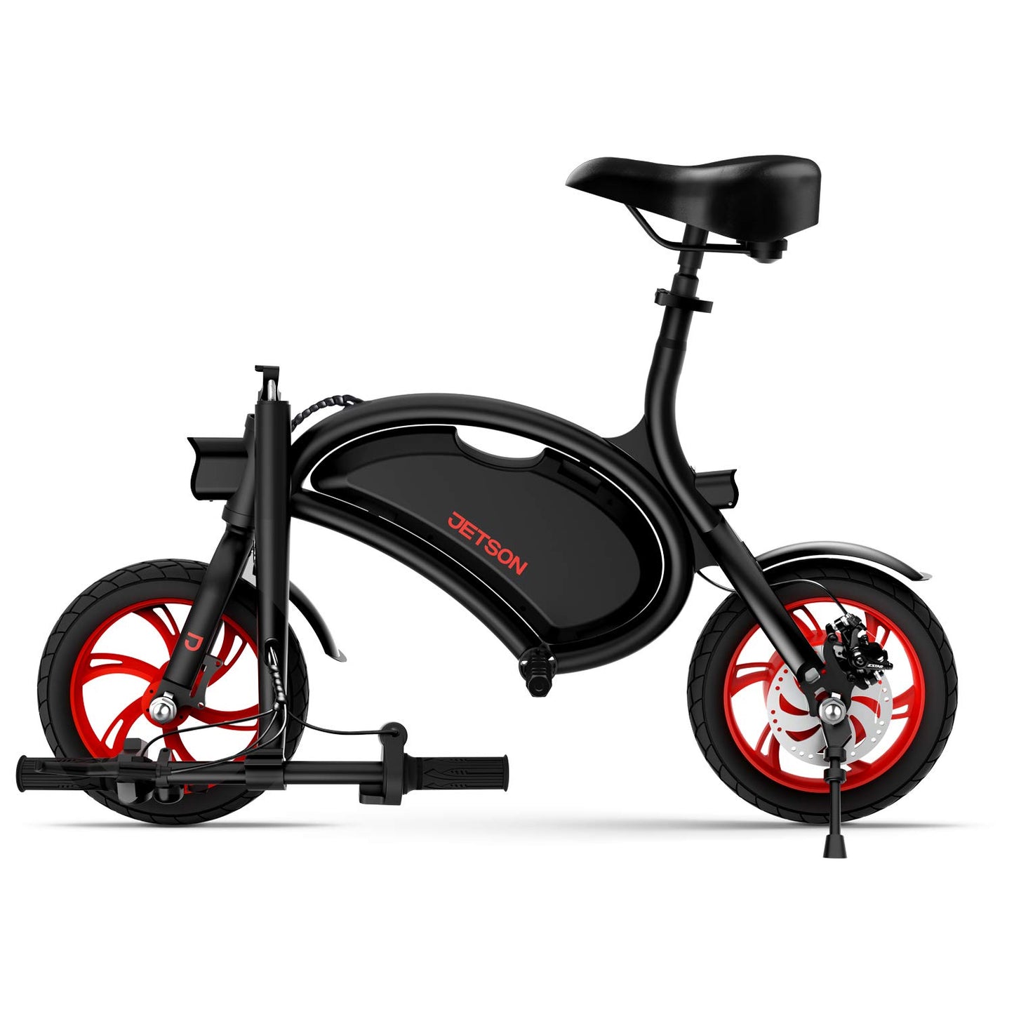Jetson Bolt Electric Bike, Foot Pegs, Easy-Folding, Built-In Carrying Handle, Twist Throttle, Cruise Control, Up To 15.5 MPH, Range Up To 15 Miles, Ages 13+, Black, JBOLT-BLK