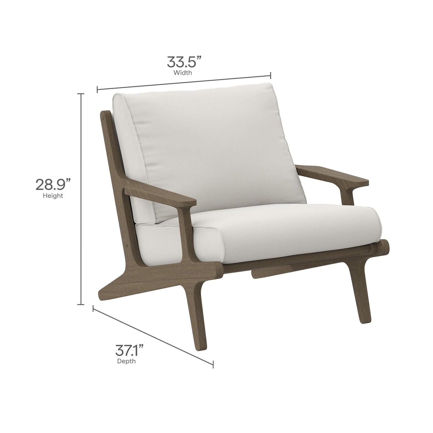Modway Saratoga 4-Piece Teak Wood Outdoor Furniture Set in Weathered Gray White - Patio Conversation Set with Sofa, 2 Armchairs, and Coffee Table