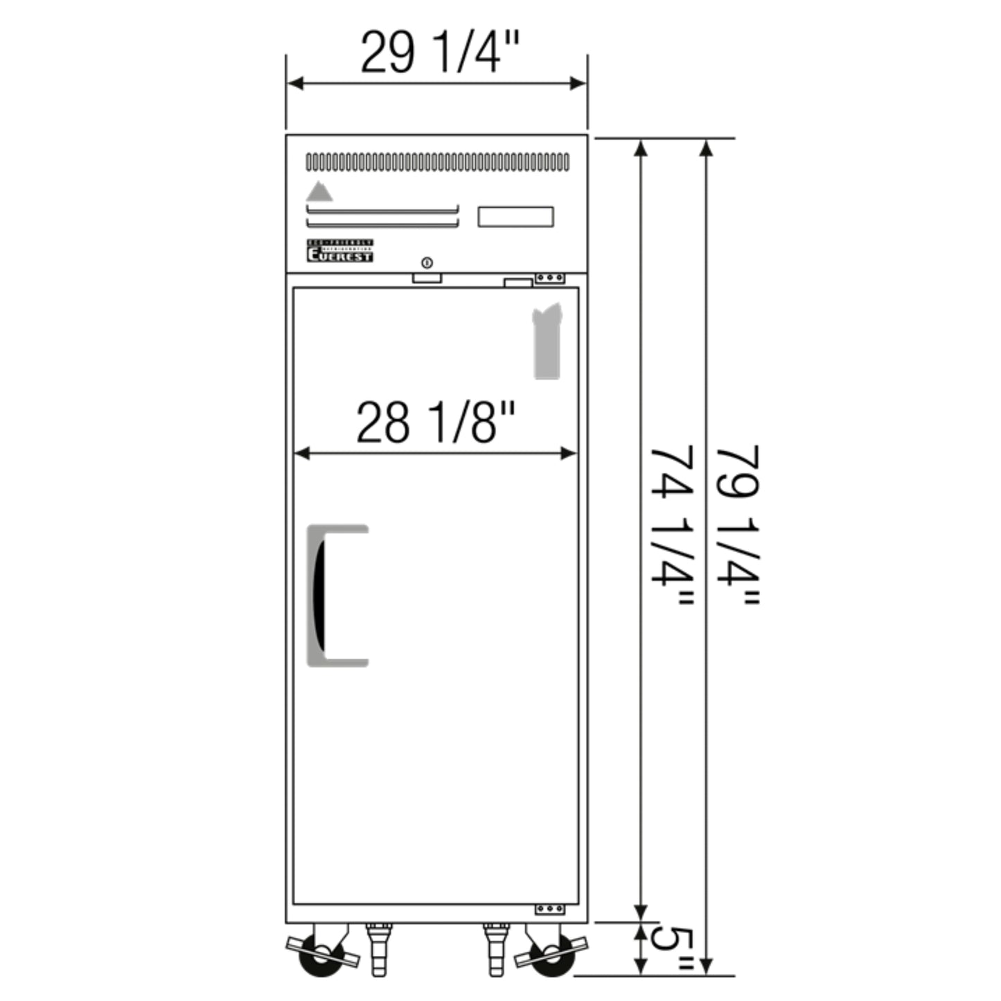 Everest Refrigeration ESR1 29-1/4' Reach-in Commercial Refrigerator with Solid Door, One Section, 23-Cubic Feet, Stainless Steel, NSF
