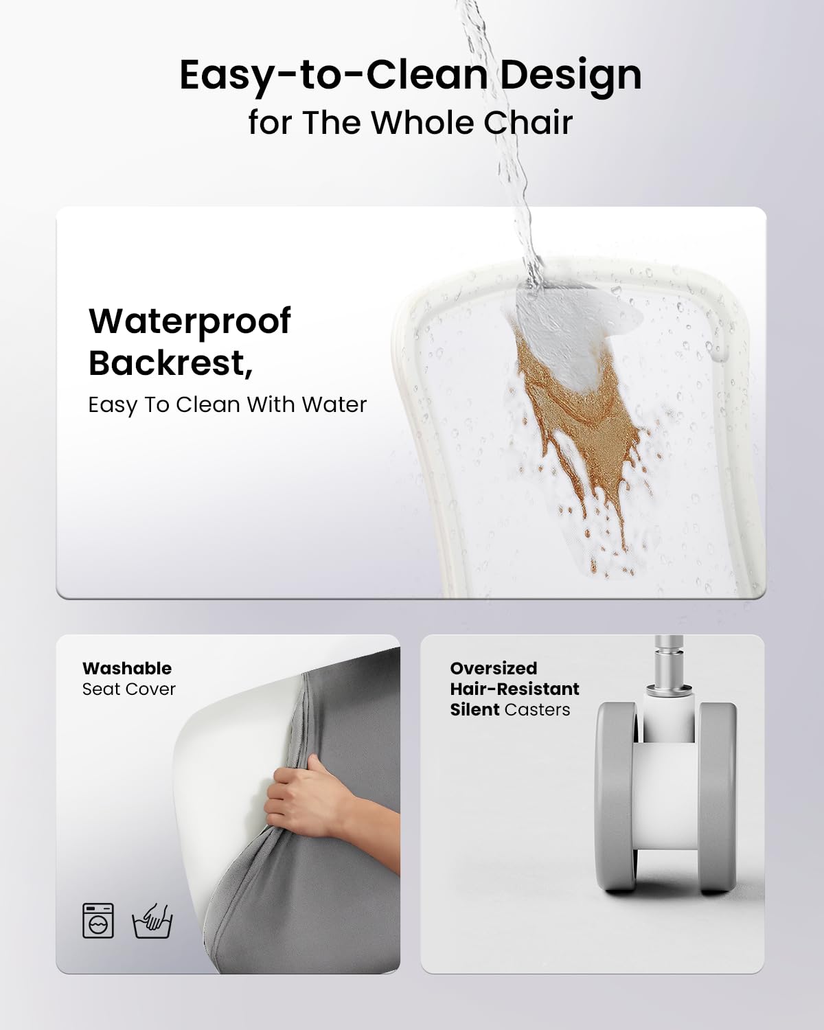 ProtoArc Ergonomic Office Chair – Flexer Mesh Couputer Chair for Women, Foam Sliding Seat, 125° Recline, Home Desk Chairs for Small Spaces, Stylish & Comfortable – White