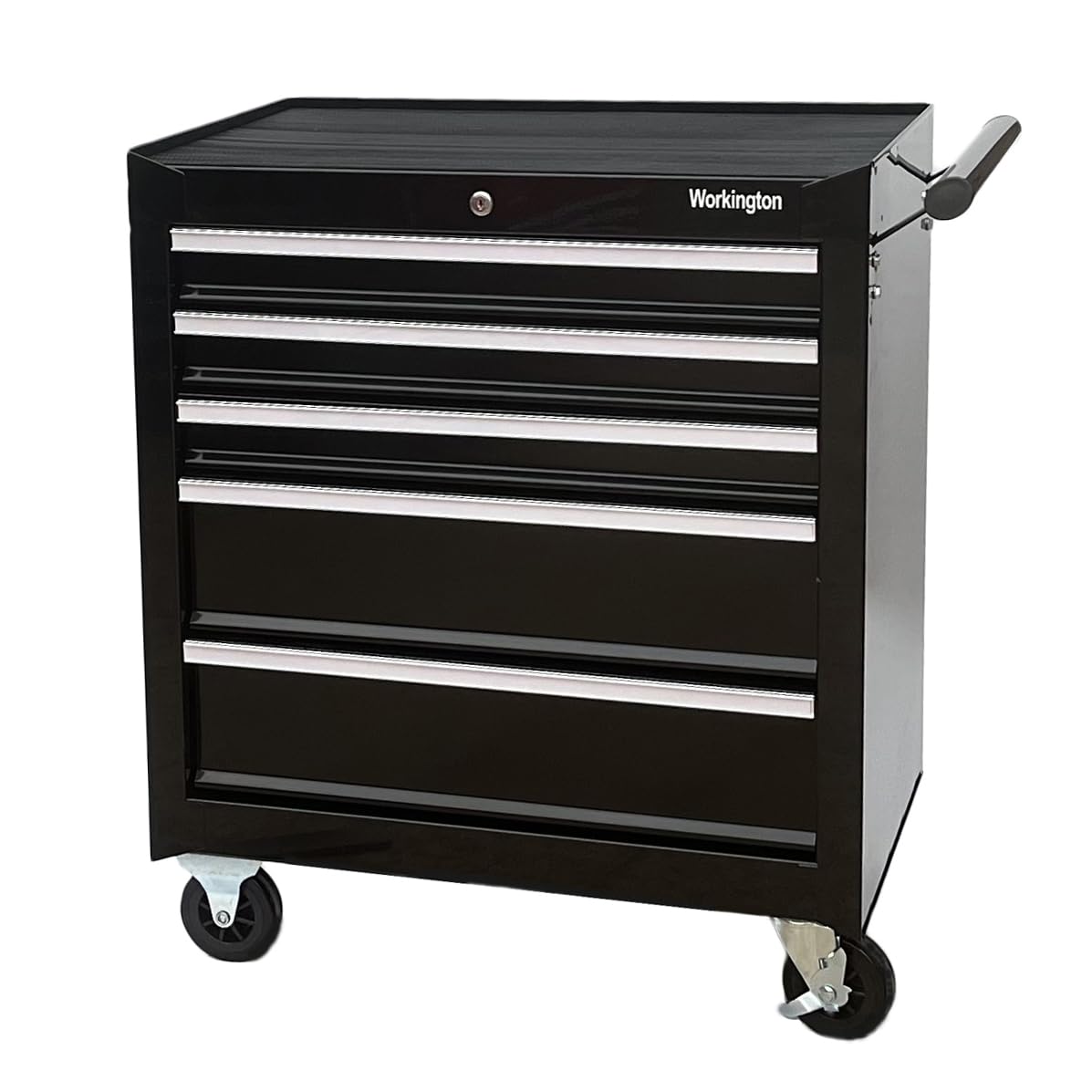 Workington Professional Industrial Rolling Metal Tool Chest with 5 Drawers, 26" 5-Drawer Tool Chest Cabinet with Ball Bearing Drawer Slides, Steel Tool Storage Box Organizer 4102 Black