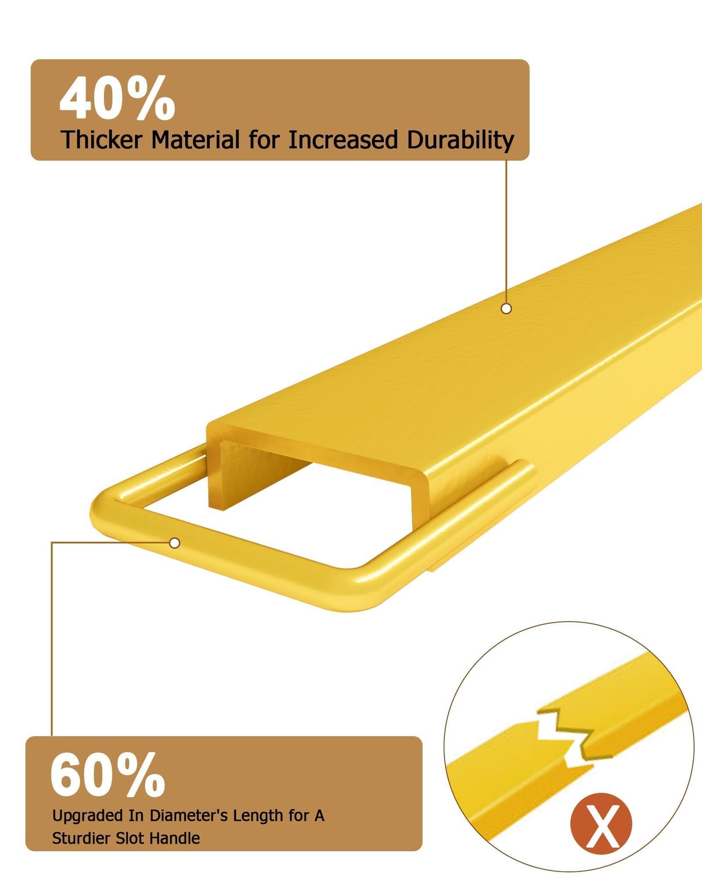 Forklift Extensions - 84 in Length, 5.5 in Width, 4600 LB Capacity Heavy Duty Steel Pallet Fork Extensions, Universal Fit for Most Forklift Trucks, Yellow
