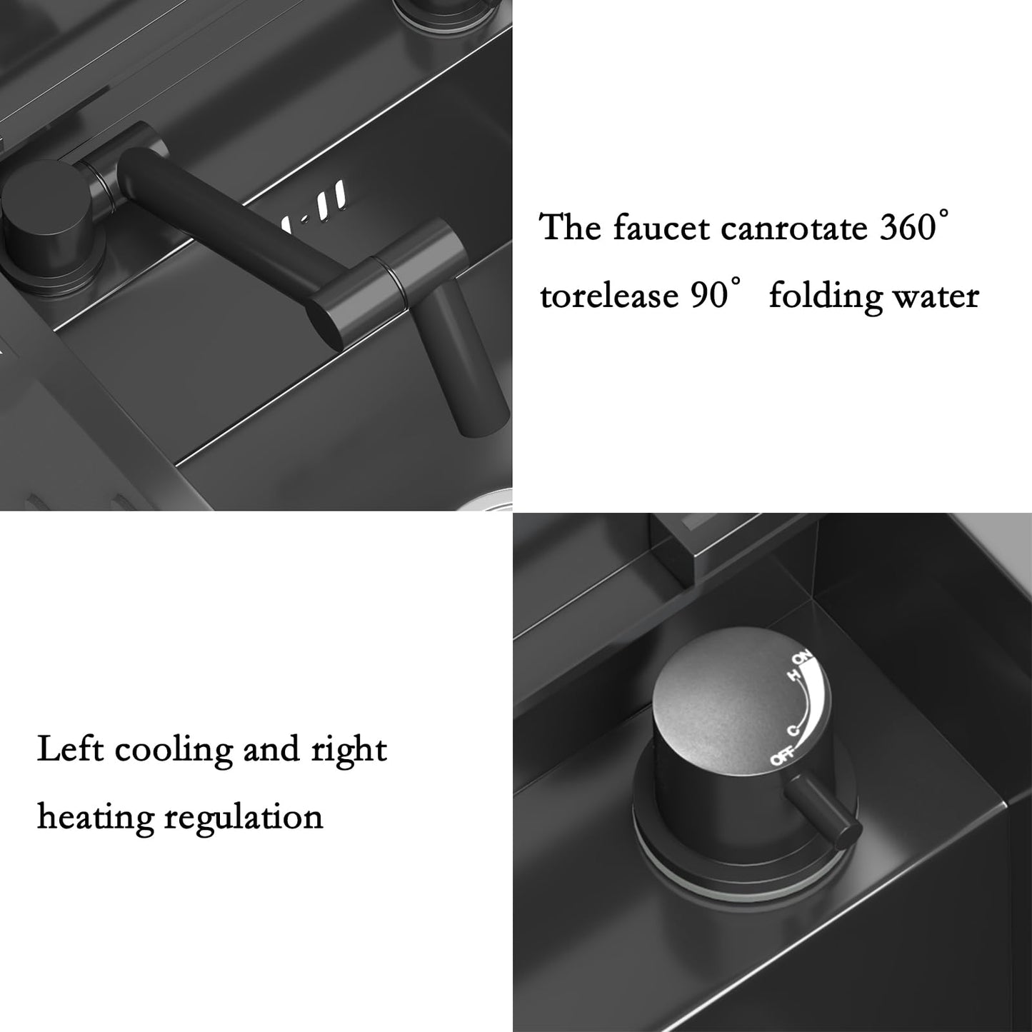 COZHAO Concealed Black Stainless Steel Slow Drop Bar Sink for Center Island, Motor Home, Western Style Countertop，Included Rotating Folding Faucet，Press Cup Washer（21.6 x 17.7 inch）