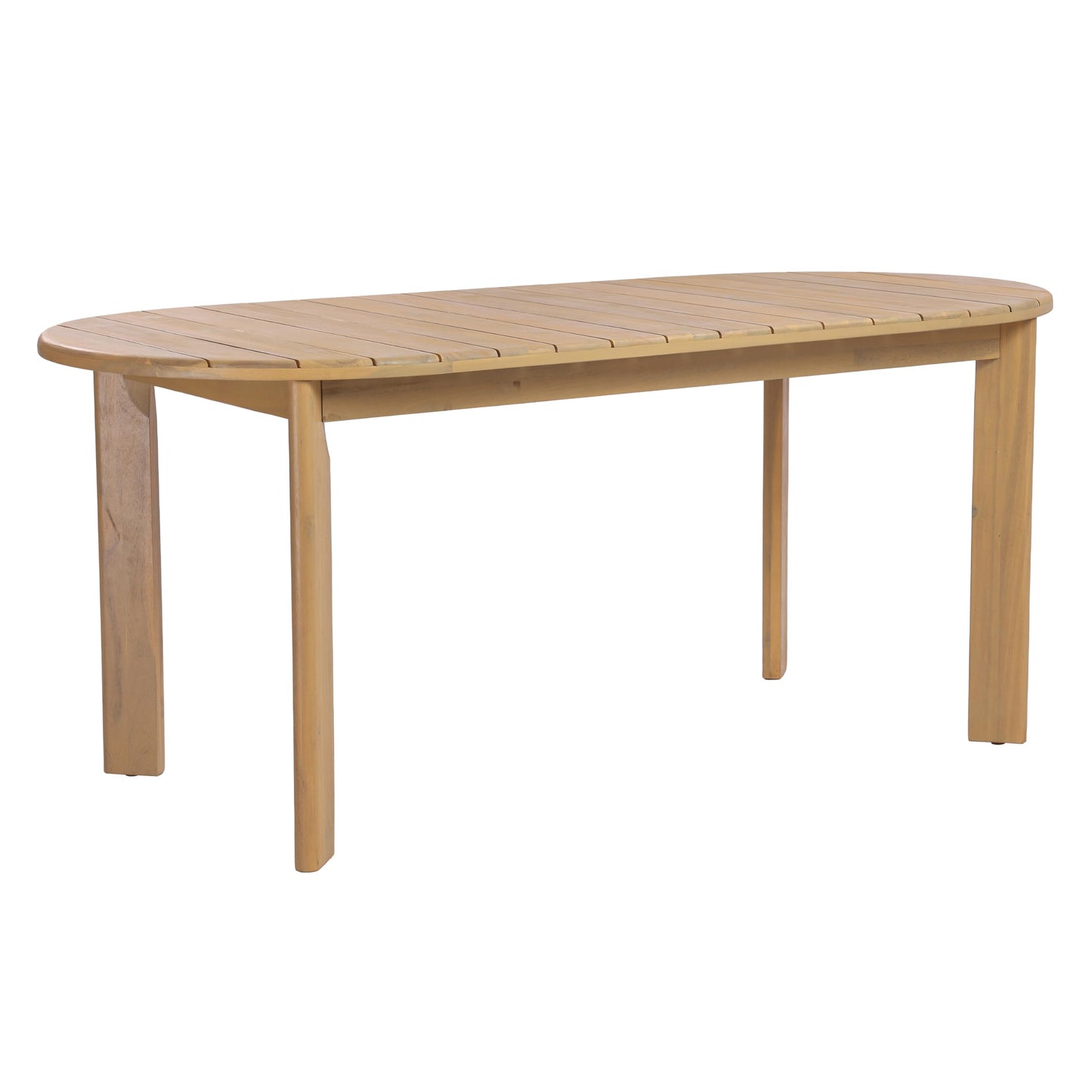 Christopher Knight Home Linda 70.67" Outdoor Dining Table, Solid Acacia Wood Patio Table for Patio Furniture Set, Modern Dining Table with Slat Panel Oval Top for Deck Garden Backyard, Light Teak