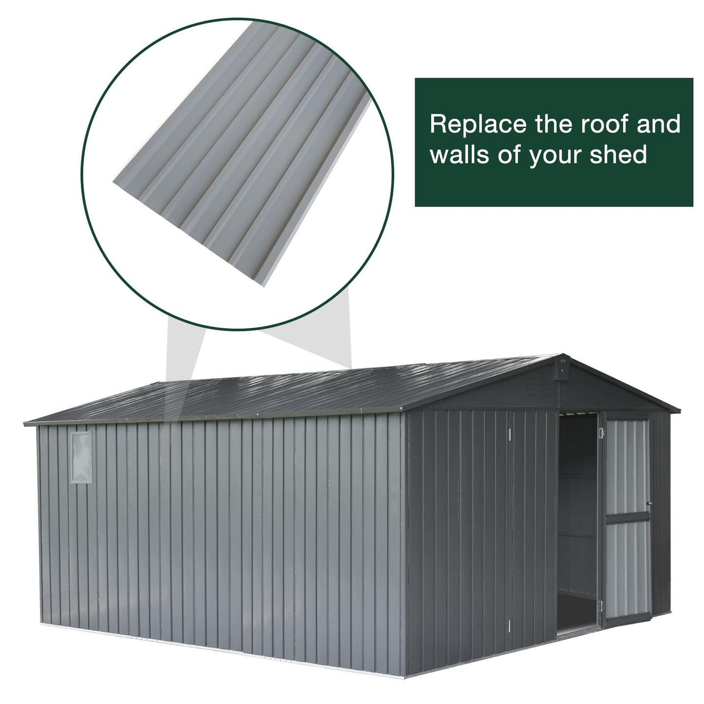 NeatiEase 20 Pcs Metal Roofing Panels, 5.1 Feet Corrugated Galvanized Roofing Panels Metal Siding Panels with Steel Screws for Pergola, Gazebo, Shed, Outdoor Storage, Chicken Coop, Patio,Garages