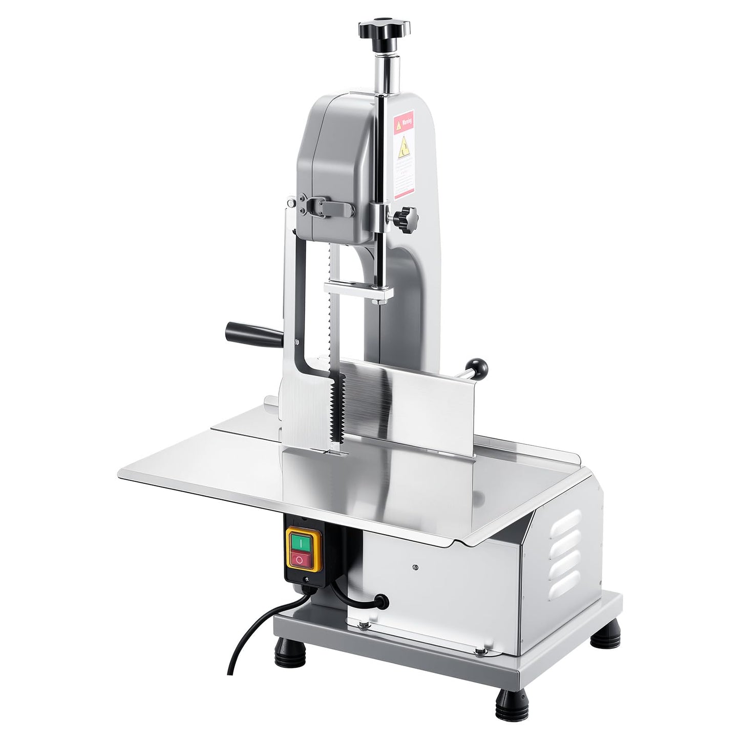VEVOR Commercial Electric Meat Bandsaw, 1100W Bone Sawing Machine with 12.4" x 18.1" Workbench, 0-4.3" Cutting Thickness, 7 Extra Replacement Blades, for Cutting Bone, Frozen Meat, Pork, Beef & Ribs