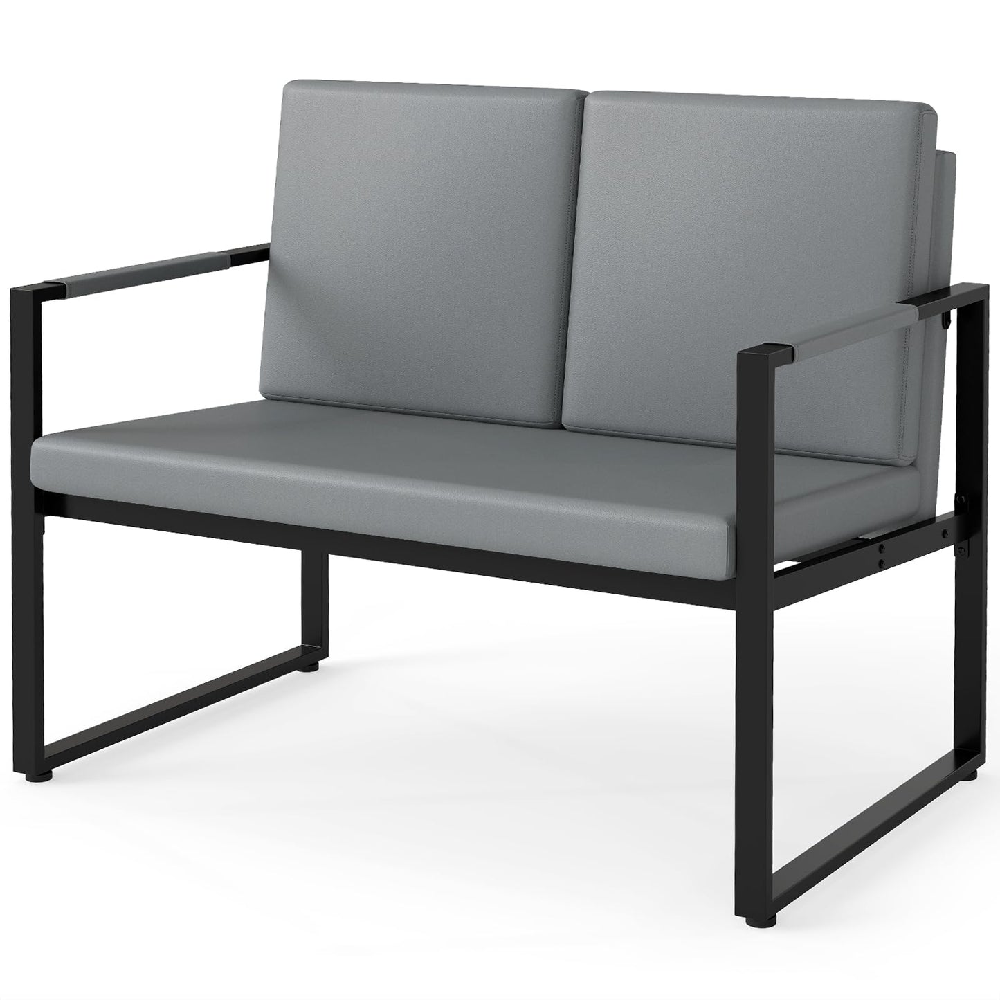 Giantex Modern Loveseat Sofa, 2-Seater Sofa with Solid Metal Frame & Removable Back Cushions, Spacious Seat & Supportive Armrests, Indoor Couch for Living Room, Bedroom, Office (Gray)