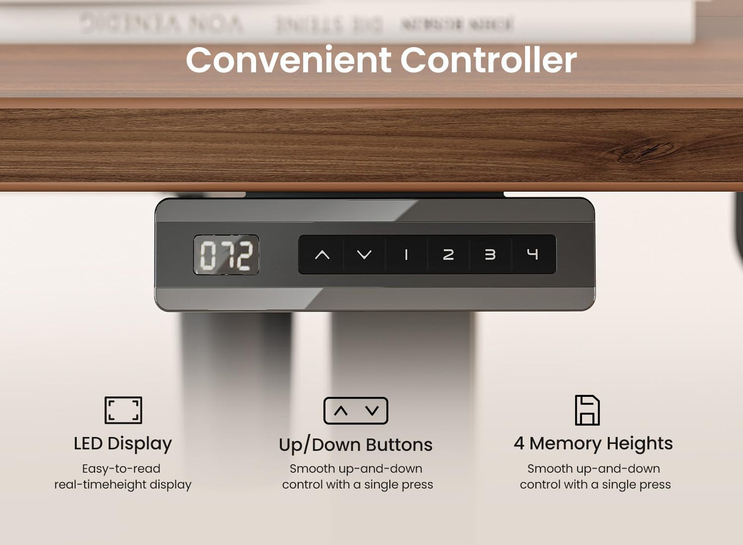 BANTI 55 × 28 Inches Standing Desk, Ergonomic, Electric Height Adjustable, Sit and Stand Up, Computer Desk with a Deeper Desktop, Black Frame/Black Walnut Top