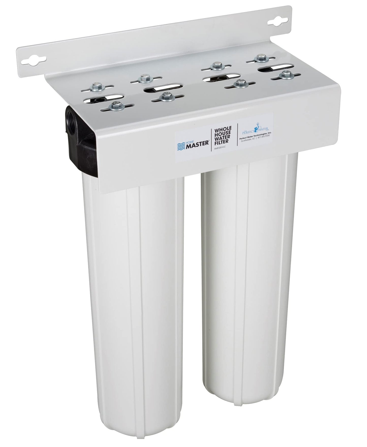 Home Master HMF2SmgRFCC Whole House Water Filter, 4-Layer Sediment Filter 25 to 1 Micron, Powerful Radial Flow Catalytic Carbon 20gpm, 1” NPT Ports, Patented Heavy Steel Bracket fits 16” Wall Studs