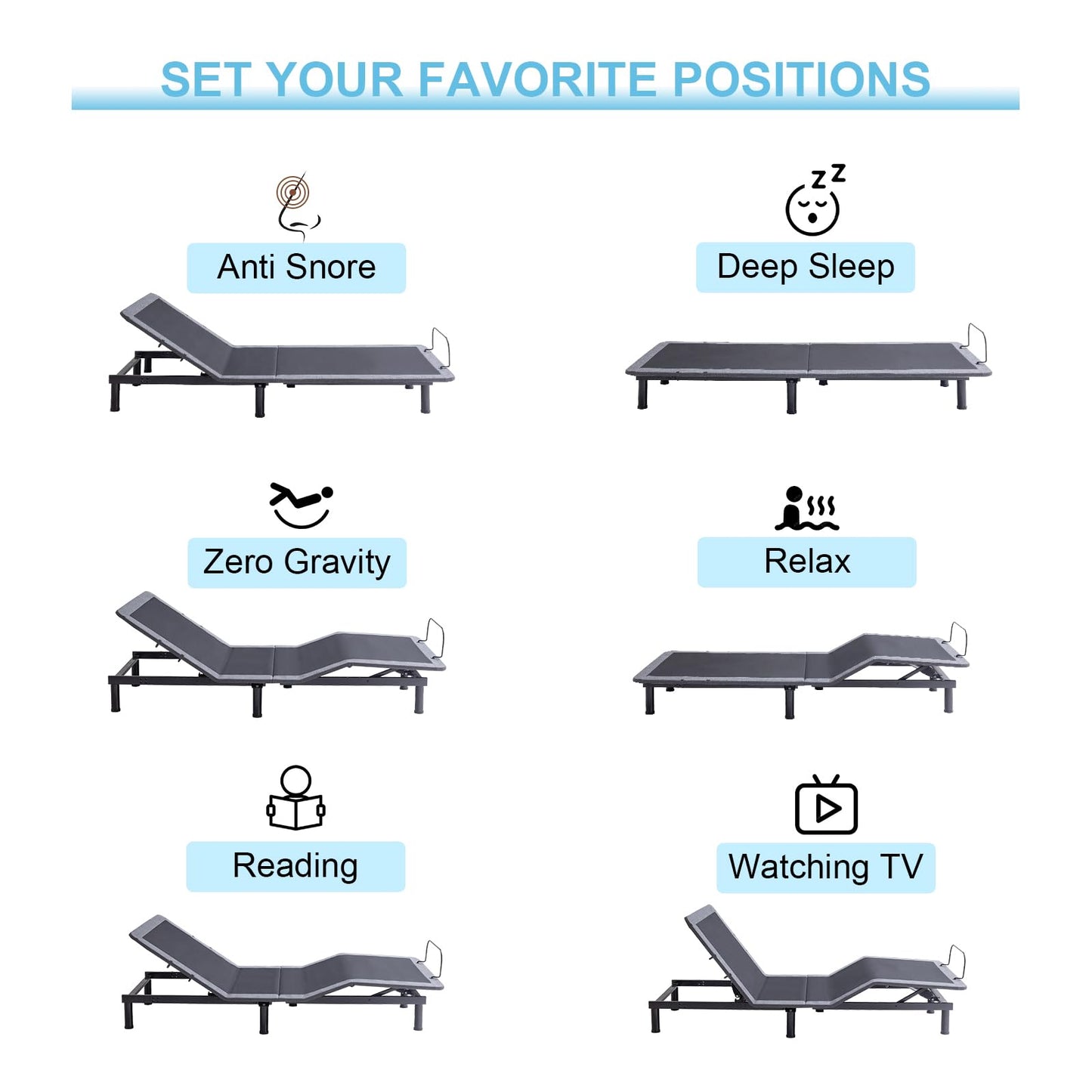 MUUEGM Adjustable Bed Frame Base Twin XL Massage,Wireless Remote Control,Ergonomic Electric Head and Foot Incline,Zero Gravity,Anti-Snore,USB Ports,Easy Assembly,Under-Bed Nightlight,Memory Pre-Sets