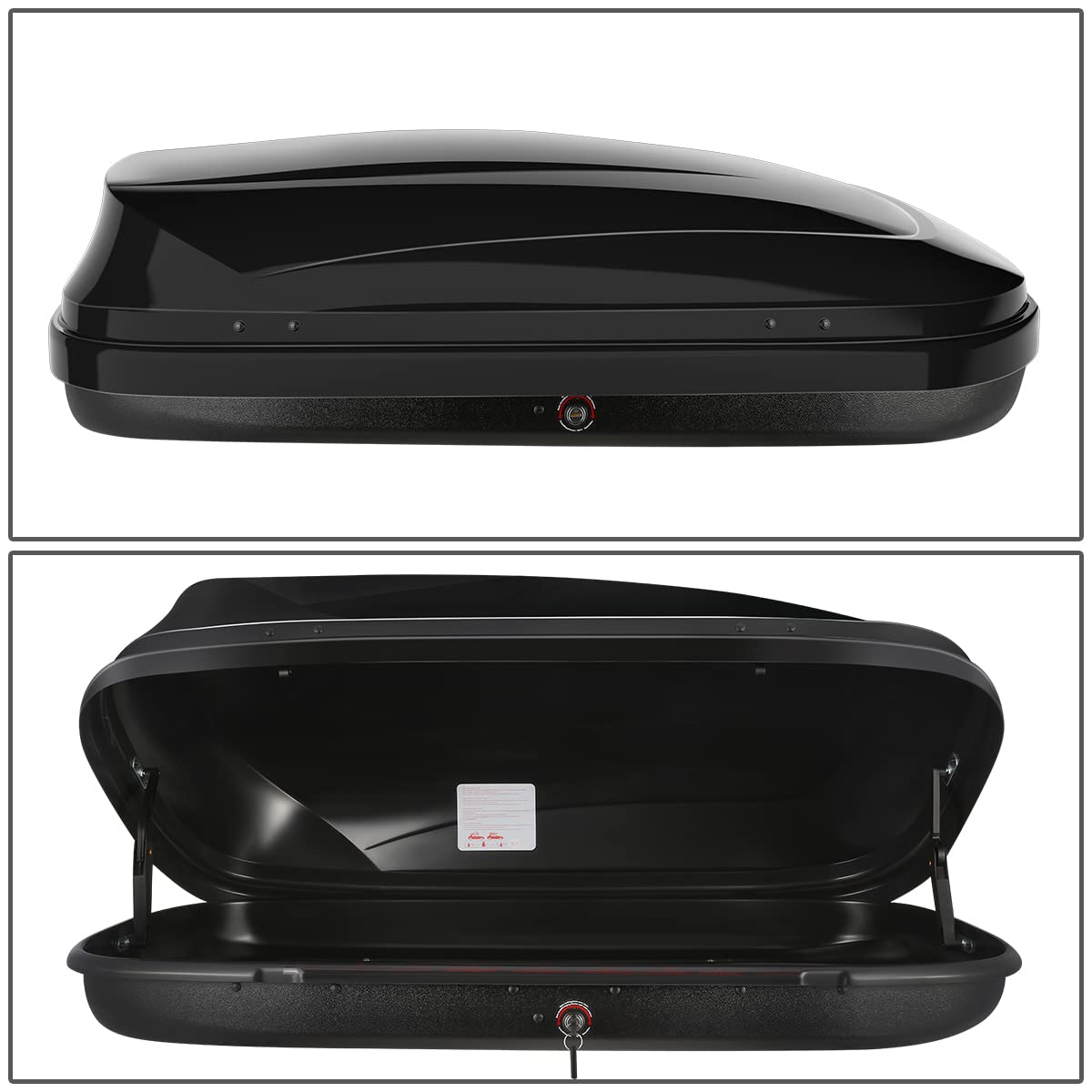 DNA Motoring Rooftop Cargo Box Carrier Lockable Heavy Duty Car Top Storage Case, Capacity 110 Lbs, 53" L x 34" W x 15" H, 11 17 Cubic Ft.(Glossy Black), PT-ZTL-8166-GSBK