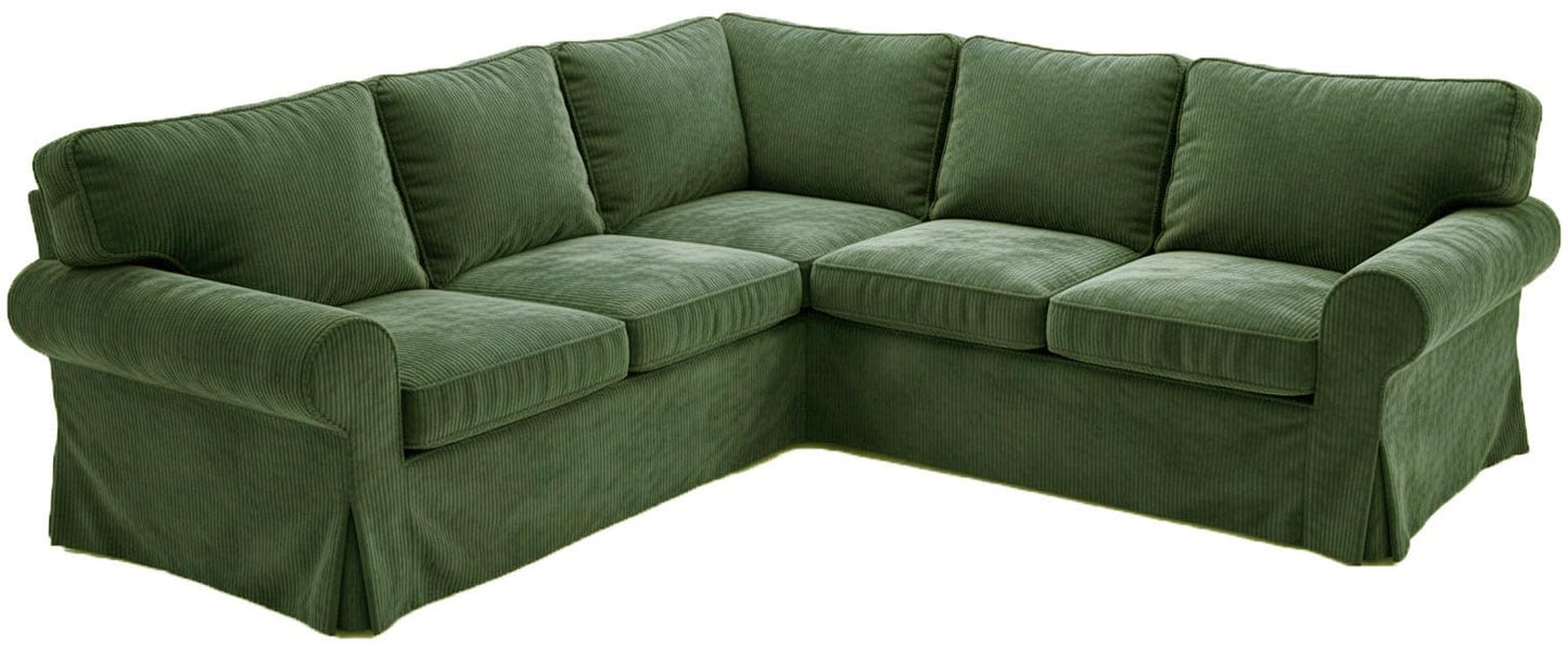 The Thick Cotton Ektorp 2 2 Sofa Cover Replacement Compatible with IKEA Ektorp Corner Or Sectional Sofa Slipcover. (Corduroy Green)
