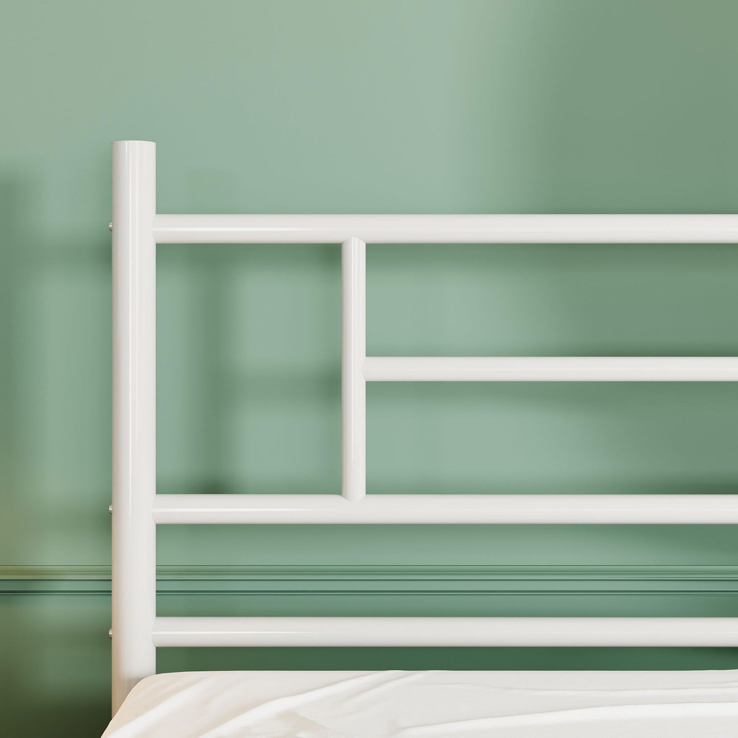 SHA CERLIN King Size Metal Platform Bed Frame with Modern Headboard and Footboard, Under Bed Storage Space, Noise Free, No Box Spring Needed,White,14 Inch