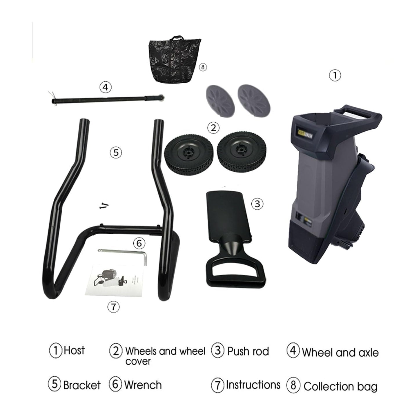 JOSBY 4500rpm Portable Wood Chipper, 2400W Garden Leaf Shredder with 50L Collection Bag&30m Power Cord, 110V/220V Electric Branch Crusher, Overload Protection Switch&Safety Knob, for Courtyard, Park