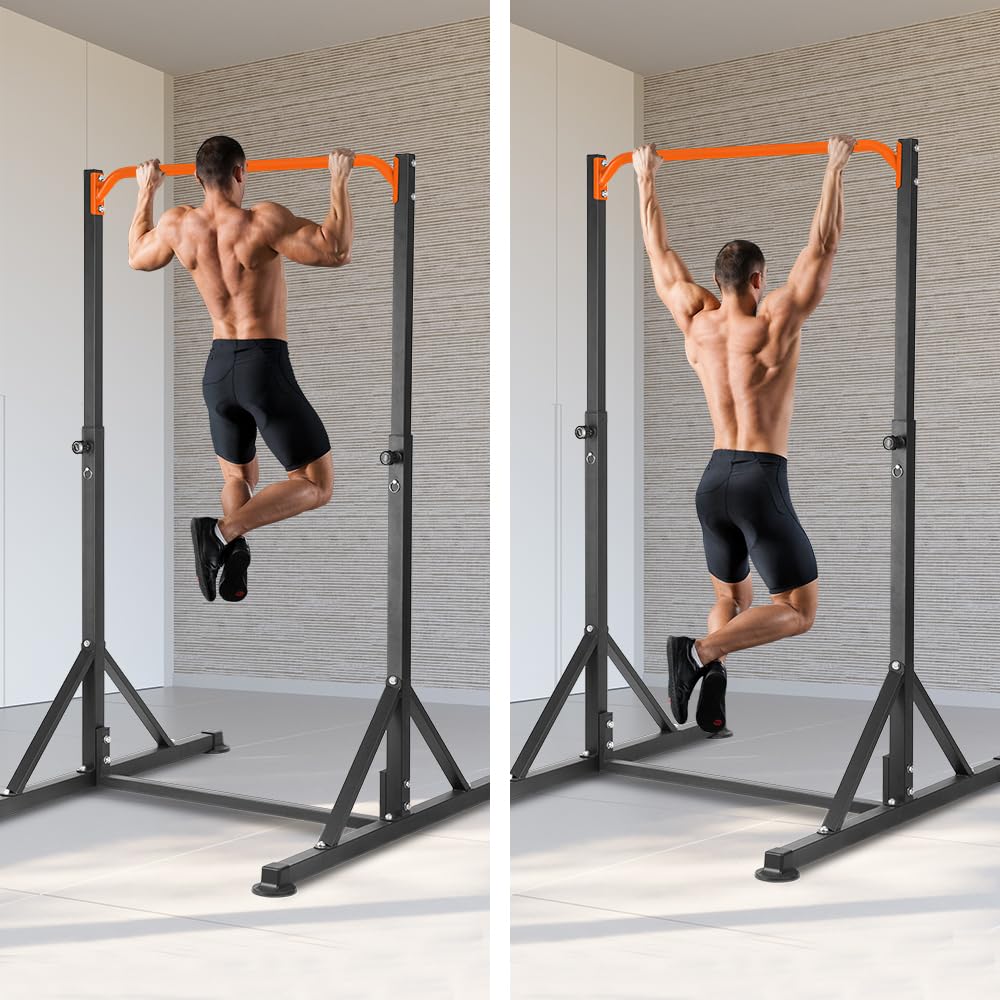 ONETWOFIT Pull Up Station, Power Tower Adjustable Pullup Bar Multifunction Strength Training Workout Gym Equipment Free Standing Chin up Bar for Home Outdoor, Support 440LBS (Orange)