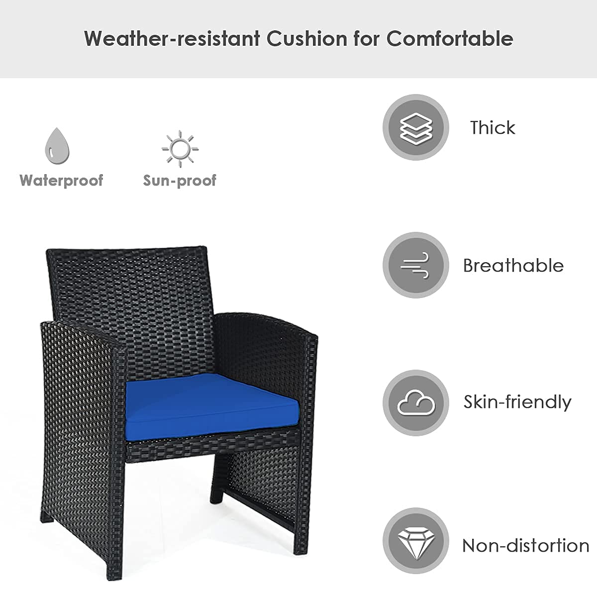 Tangkula 4 Pieces Patio Wicker Conversation Furniture Set, Patiojoy Sofa & Table Set w/4 Seats, Outdoor Rattan Sofa Set for Balcony Backyard, Wicker Chair Set with Tempered Glass Coffee Table