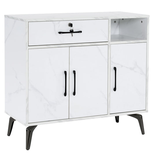 BarberPub Barber Station for Hair Stylist, Beauty Salon Storage Cabinet, Spa Equipment with 4 Legs, Modern Utility Makeup Workstation, Styling Dressing Table 3163 (White)
