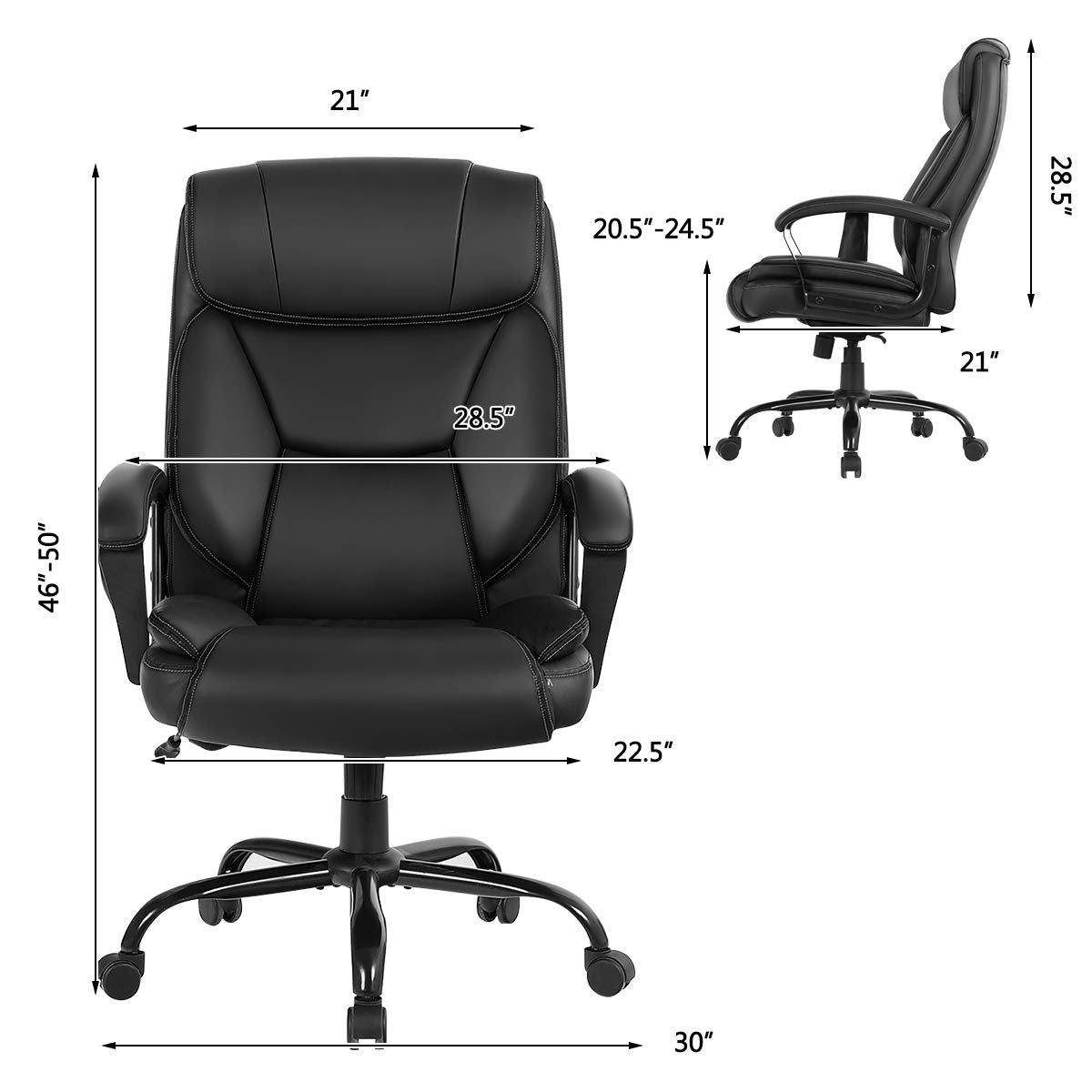 Giantex 500 lbs Big and Tall Office Chair, Massage Executive Chair w/ 6 Vibrating Points, Wide Seat Large Leather High Back Computer Task Desk Chair, Comfortable Headrest, Padded Armrest