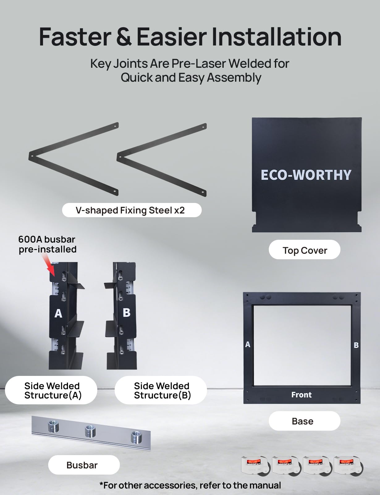 ECO-WORTHY RACK6 V2.1, 6-Layer Server Rack with 600A Busbar, Compatible with Mainstream Brands' Sever Rack Battery