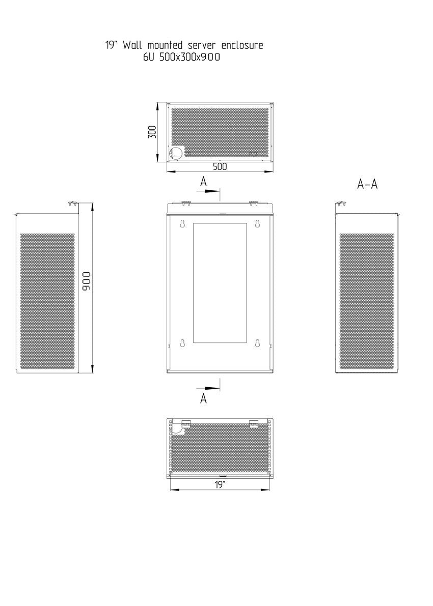 6U Vertical Wall Mount Server Rack Cabinet, 19 Inch Network Enclosure, 35" Full-Length Capacity, Mesh Door, Space-Saving Rack for Switches, Routers, Patch Panels