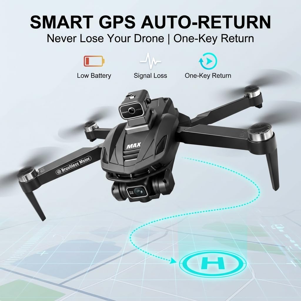 V168 Pro MAX GPS Drones with Camera for Adults 4K, RC Drone with 4.5" HD Screen on Controller, 60 Mins Flight, Long Range Transmission, 360° Obstacle Avoidance, Follow Me, Auto Return, Brushless Motor, QuickShots, Lightweight and Foldable Quadcopter for B