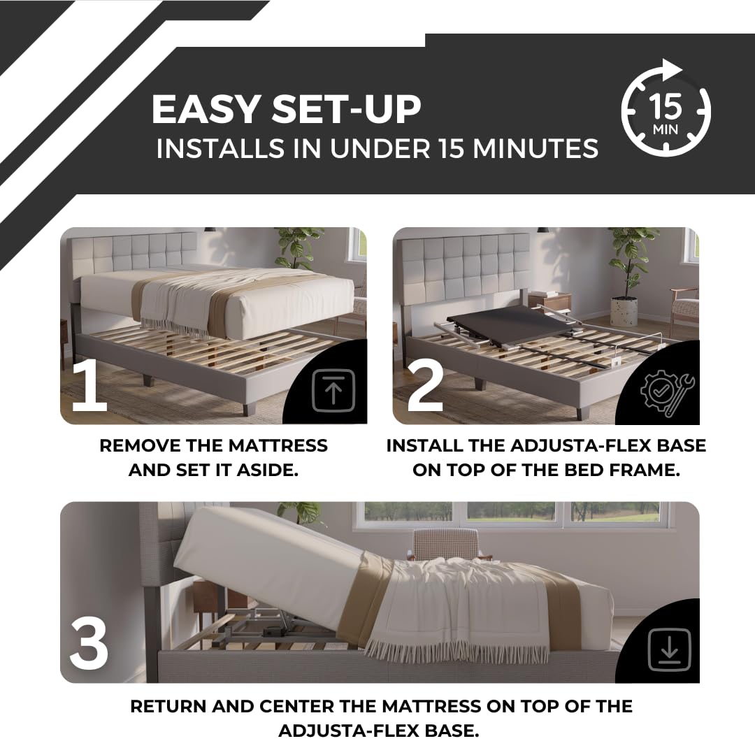 Boyd Sleep Twin Adjustable Bed Kit – Motorized Head Incline Base with Wireless Remote, Easy Assembly, Zero Clearance, Converts Mattress & Frame into Adjustable Bed