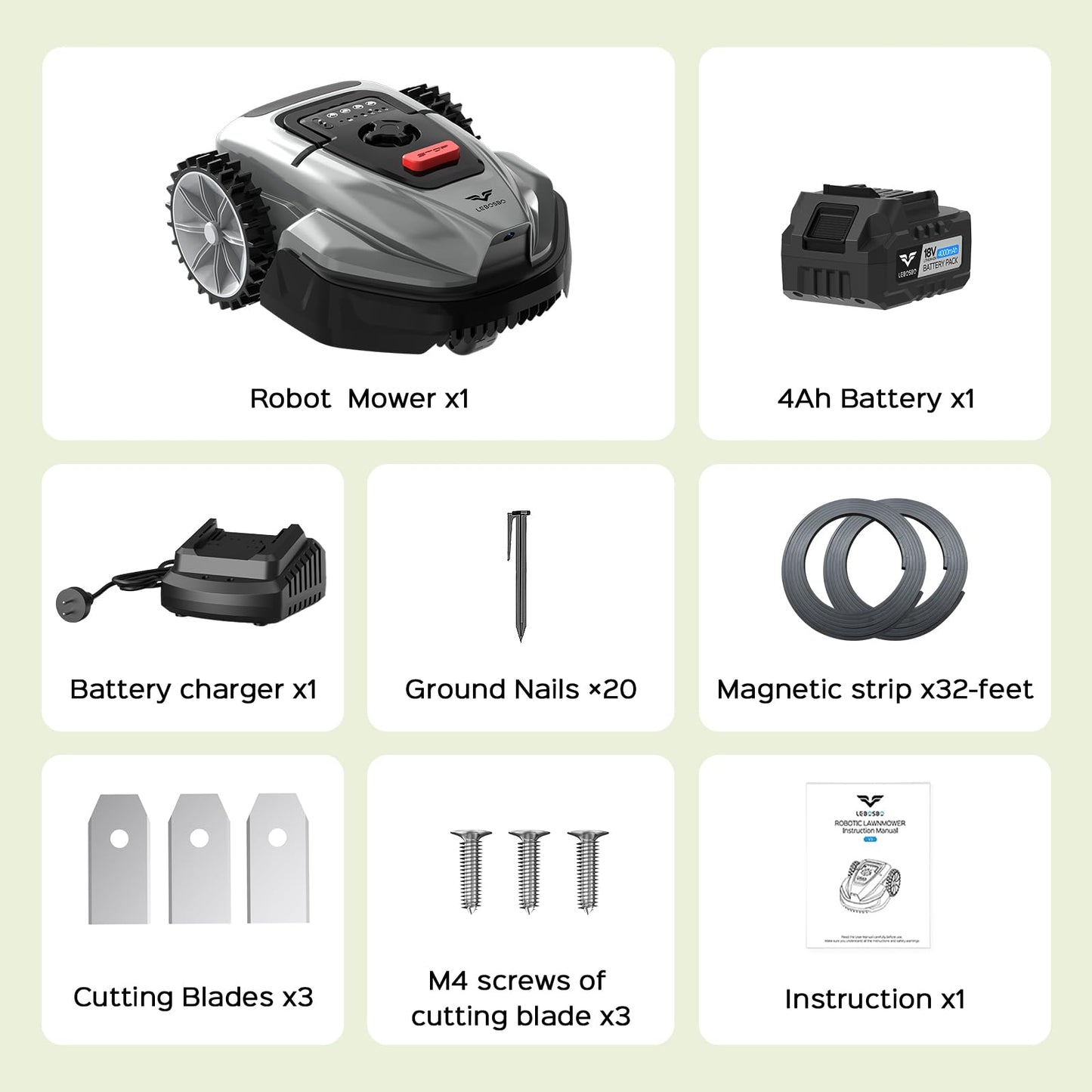 2026 NEW LEBOSBO V3 Robotic Lawn Mower, AI Vision Recognition Robot Lawn Mower with APP Control, Low-Noise Operation, Adjustable Cutting Height, No-Go Zones, for Small Lawns Up to 1600 Sq.Ft.