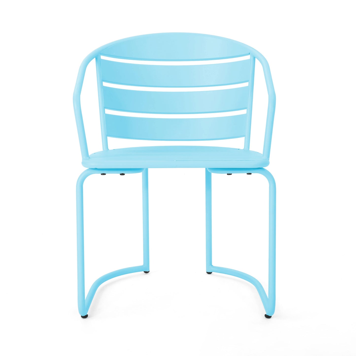 Christopher Knight Home Adley Outdoor Bistro Set, 3-Piece Bistro Table and Chair Set of 2, Patio Furniture Set with Iron Frame, Outdoor Bistro Dining Set, Poolside/Garden Cafeteria, Matte Light Blue