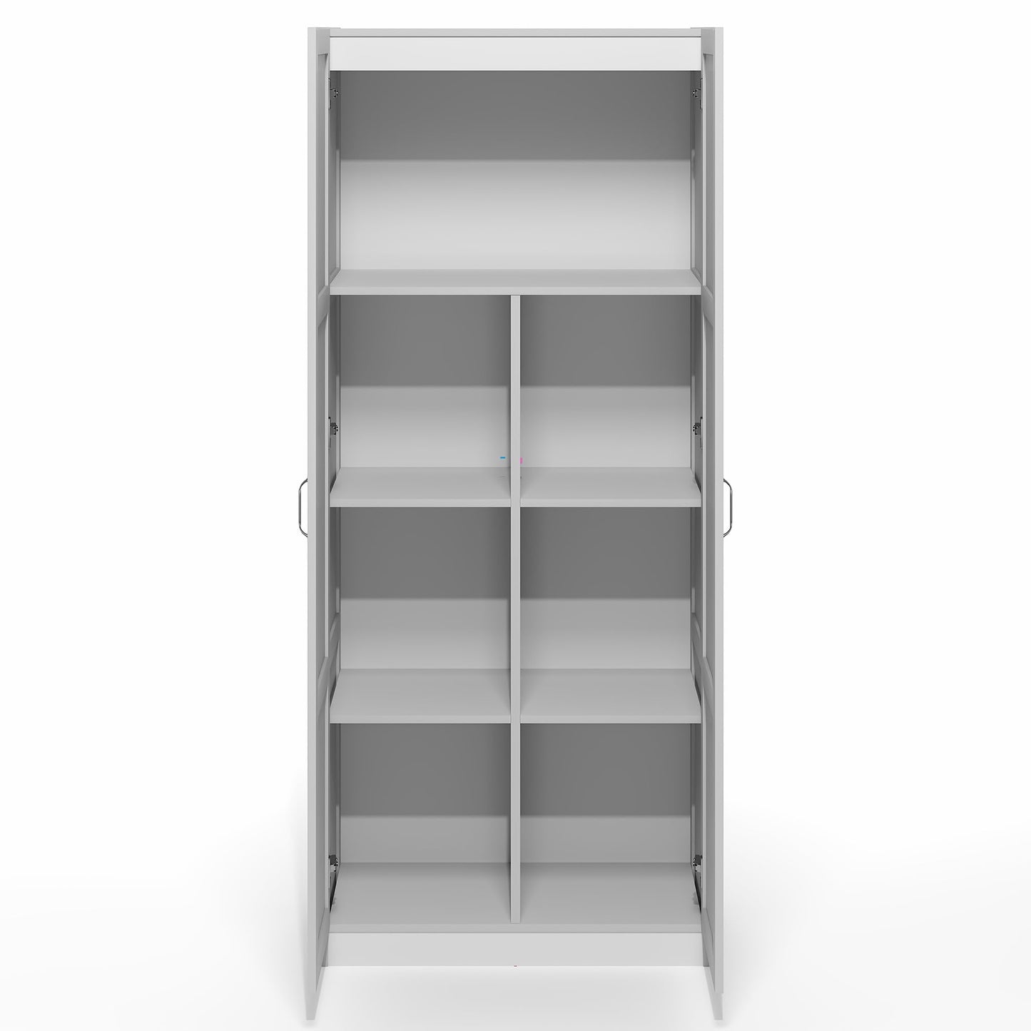 Furinno Robin 4-Tier White Storage Cabinet, 30-Inch Pantry Cabinet with Adjustable Shelves & 2 Shaker-Doors, Kitchen Cabinet, Organization and Storage, for Pantry, Home Office, Plain White